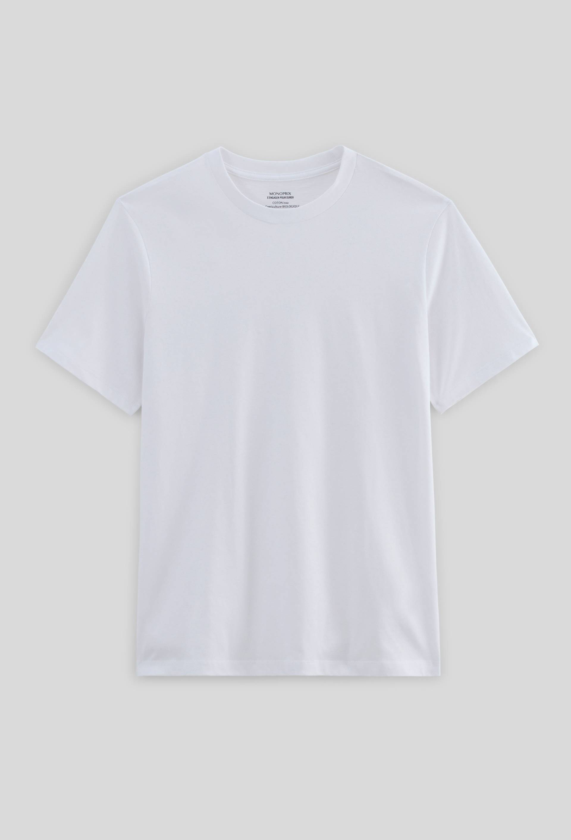 T-shirt manches courtes col rond en coton BIO GOTS, Blanc, large image number 2.0