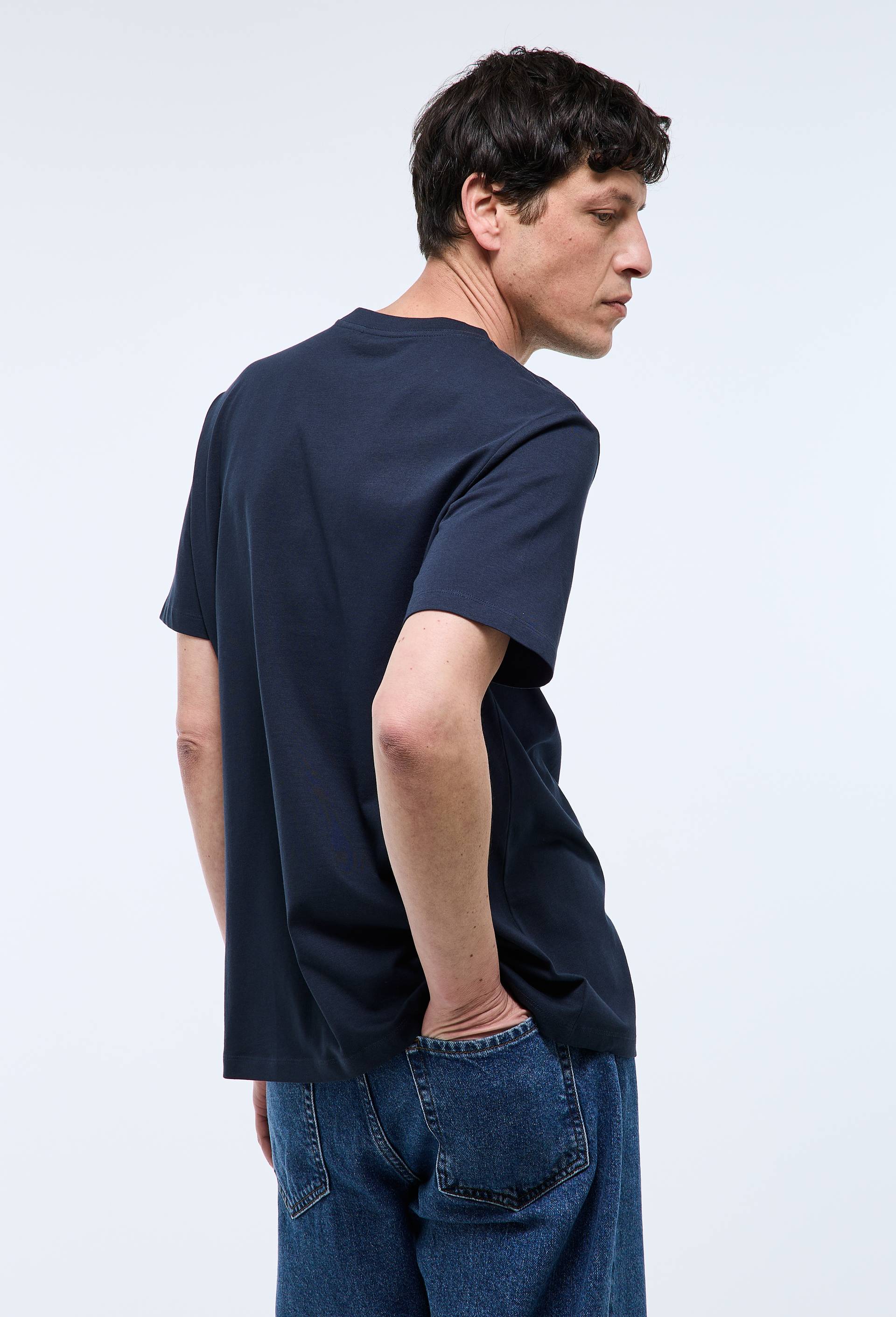 T-shirt manches courtes col rond en coton BIO GOTS, Bleu fonc&eacute;, large image number 1