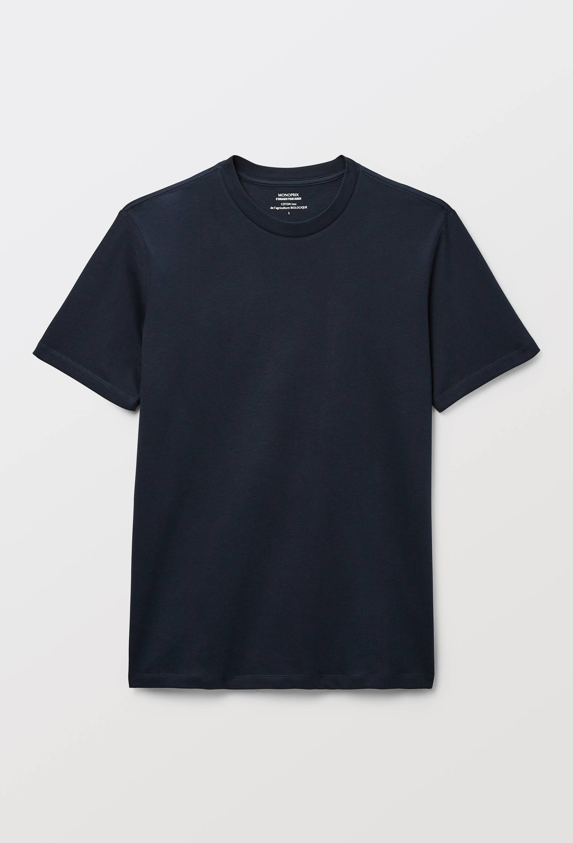 T-shirt manches courtes col rond en coton BIO GOTS, Bleu fonc&eacute;, large image number 2.0