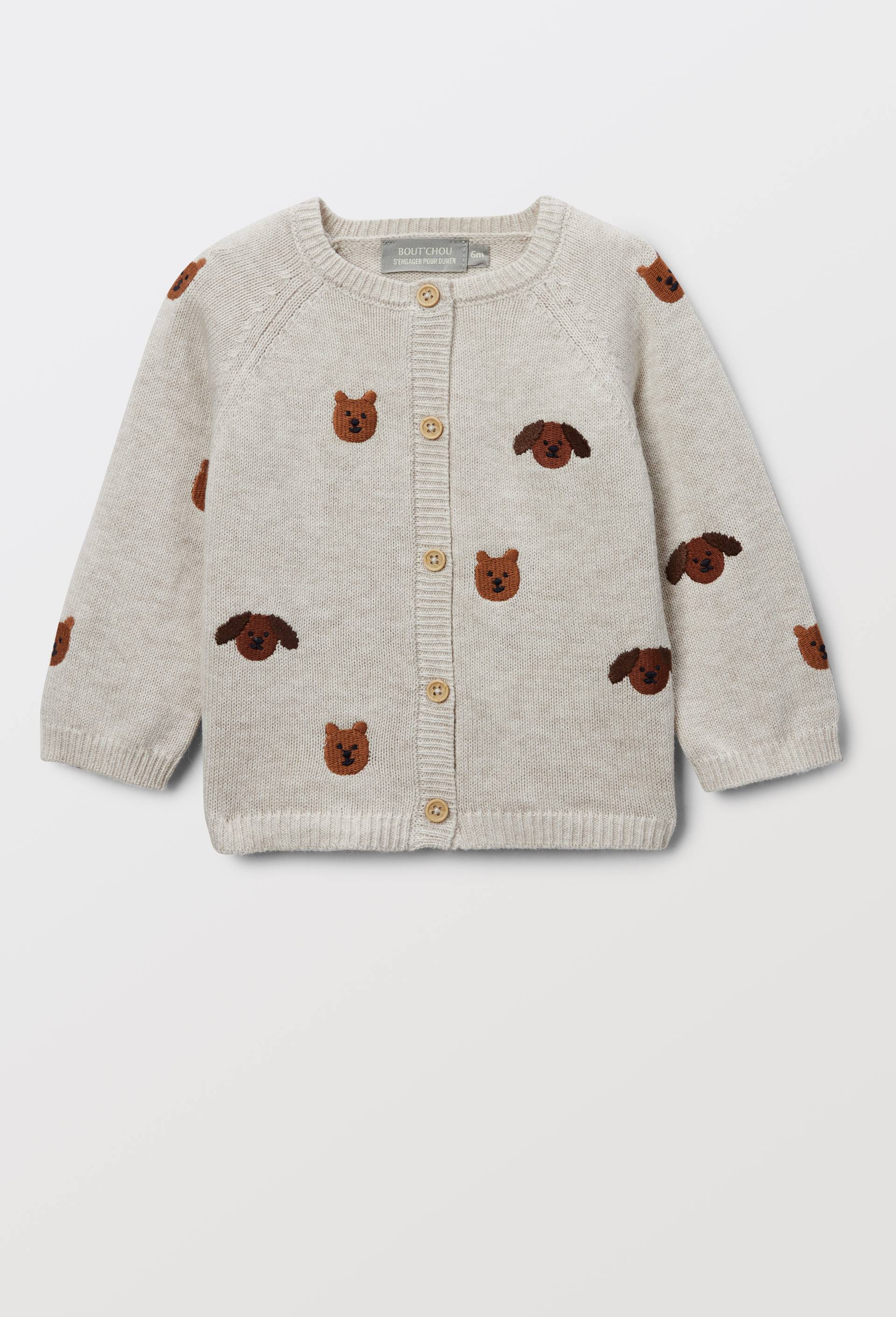 Cardigan brod&eacute; contenant de la laine, Ecru, large image number 0