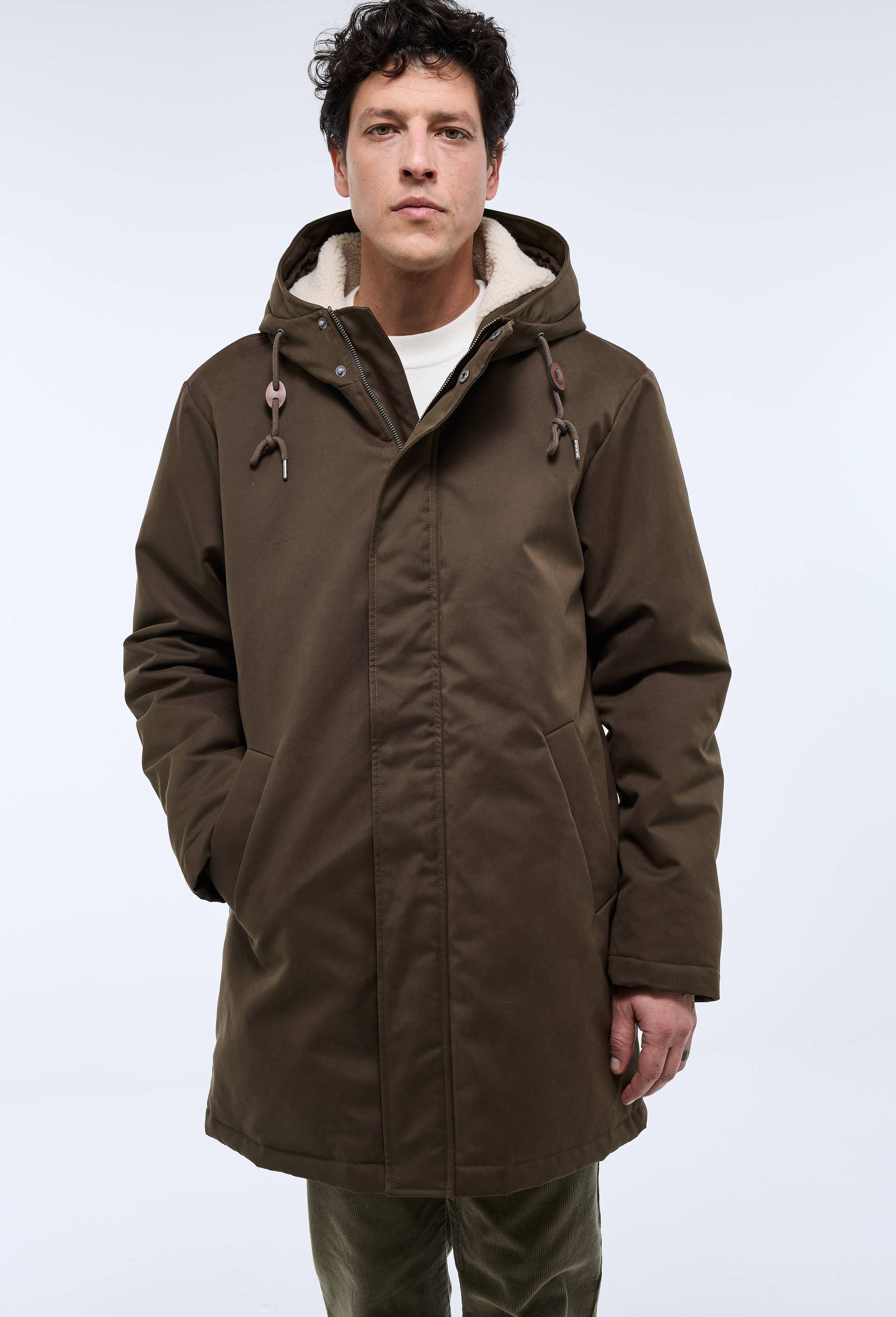 Parka &agrave; capuche d&eacute;perlante en coton, Brun fonc&eacute;, large image number 1