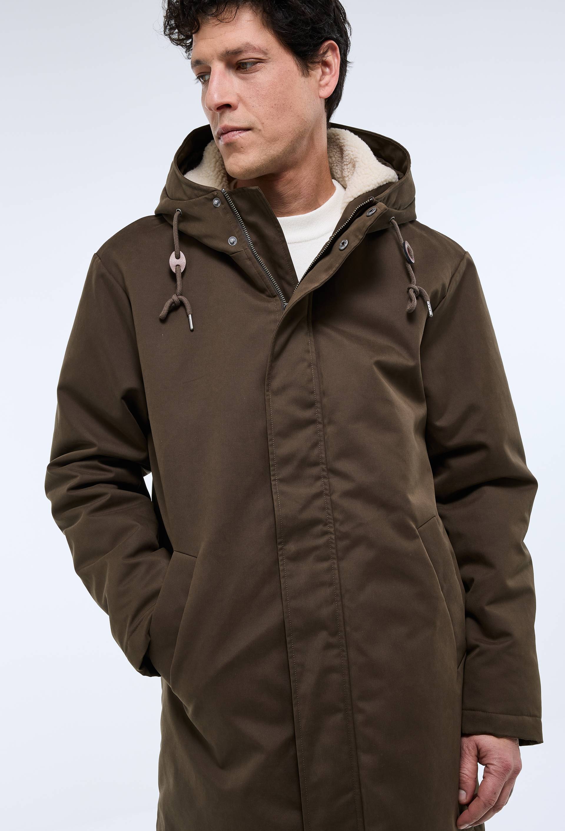 Parka &agrave; capuche d&eacute;perlante en coton, Brun fonc&eacute;, large image number 2