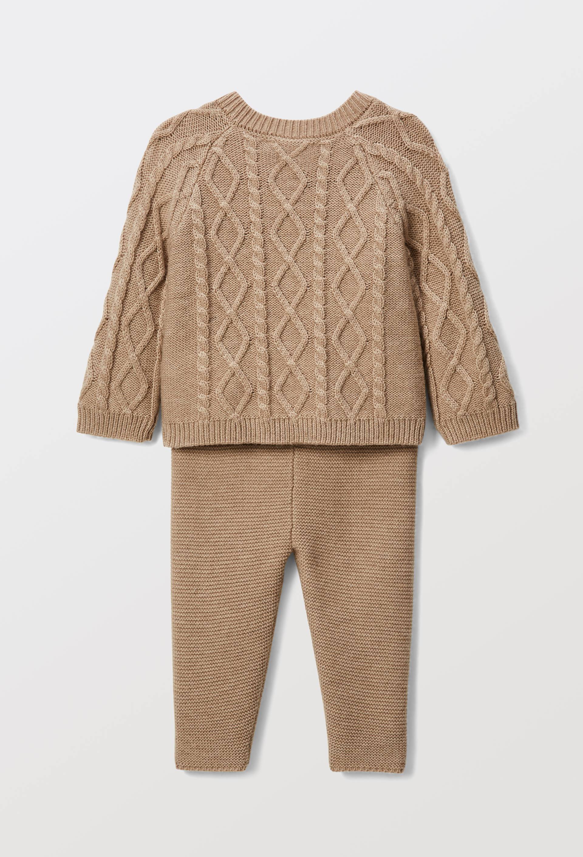 Ensemble pull &agrave; torsade et legging contenant de la laine, Beige, large image number 1