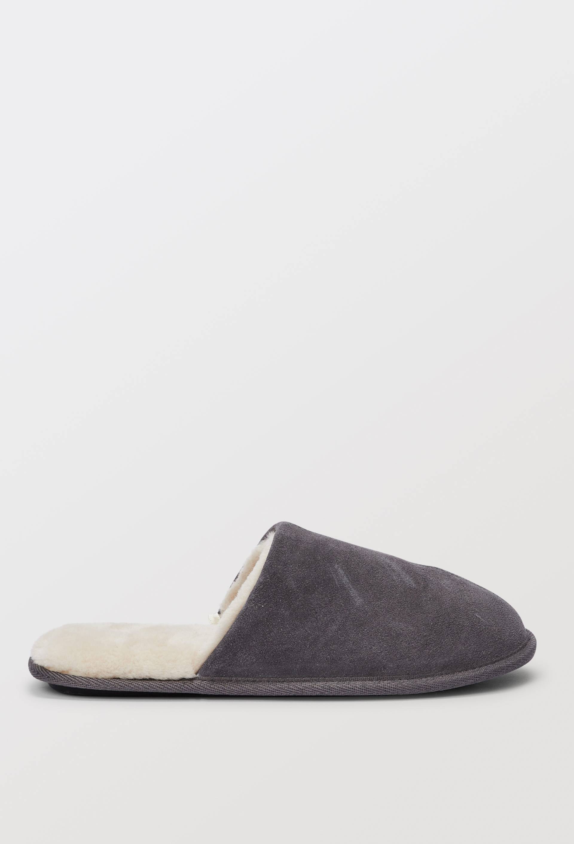 Mules fourr&eacute;es en cuir suede, Gris, large image number 1.0