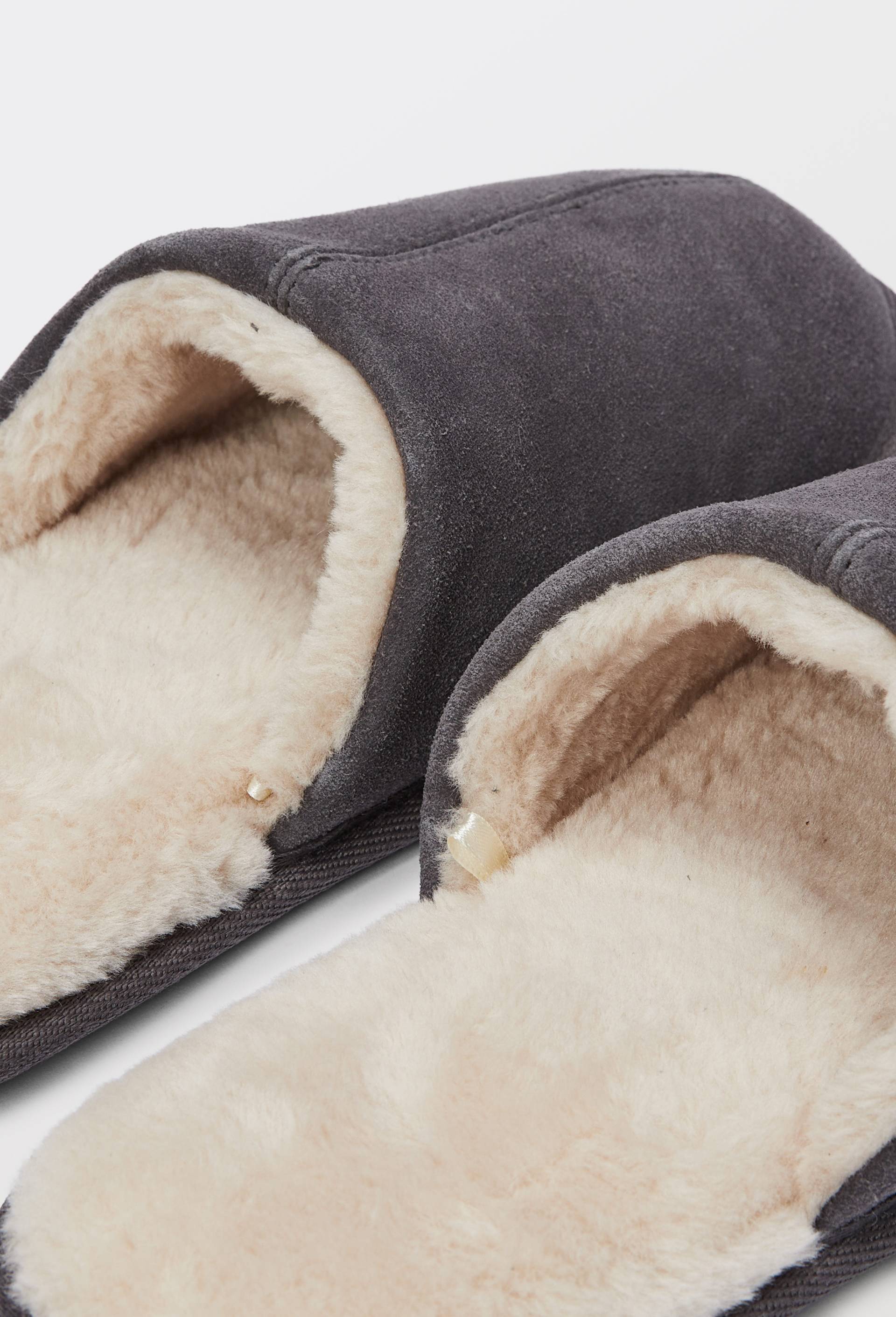 Mules fourr&eacute;es en cuir suede, Gris, large image number 2