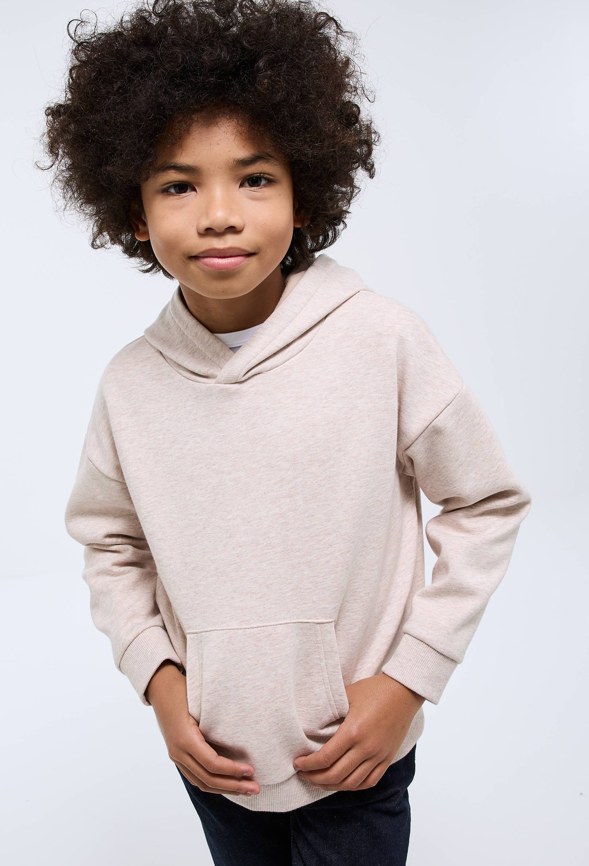 Sweat uni &agrave; capuche en coton BIO GOTS, Beige, large image number 0
