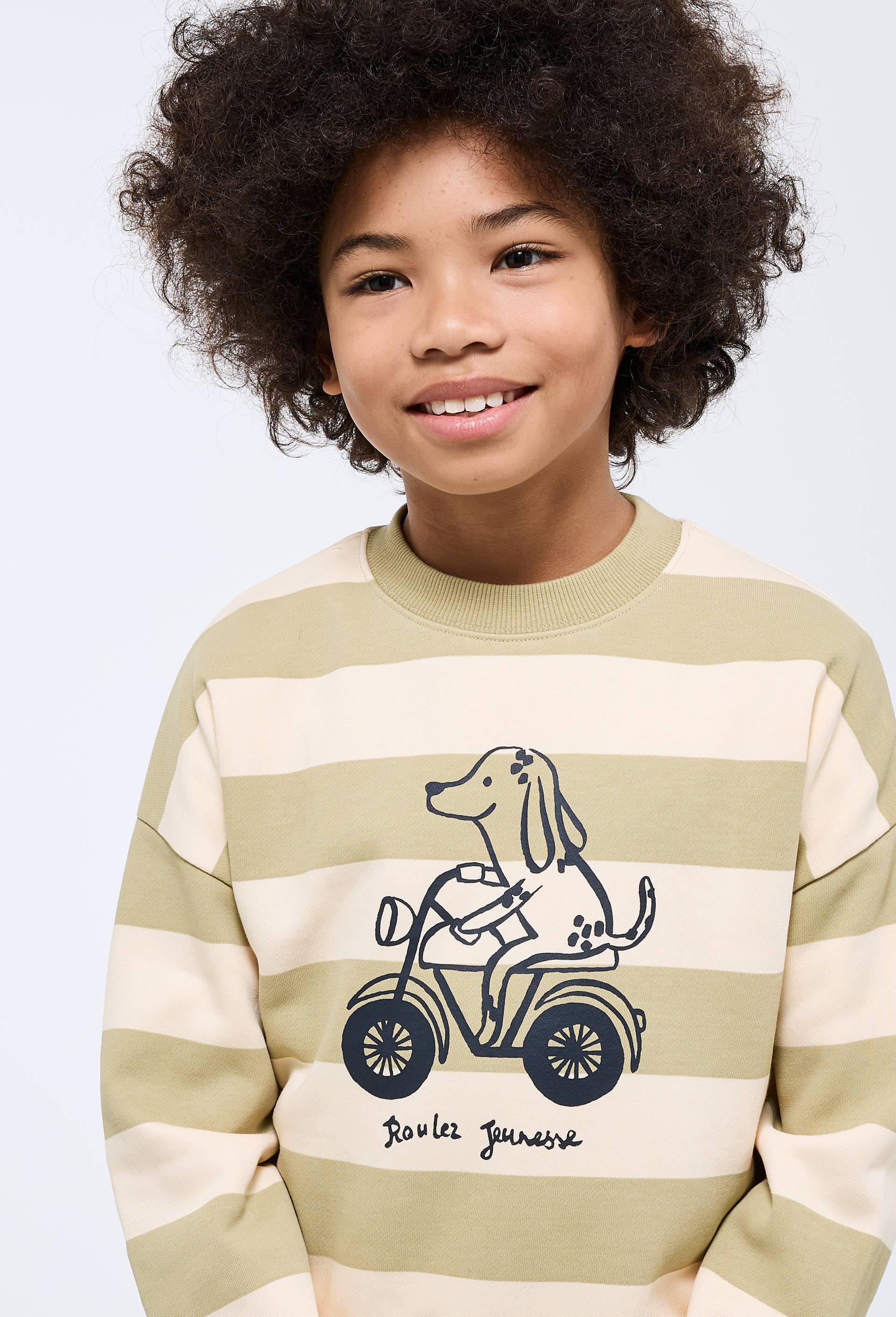 Sweat imprim&eacute; en coton BIO GOTS, Beige, large image number 0.0