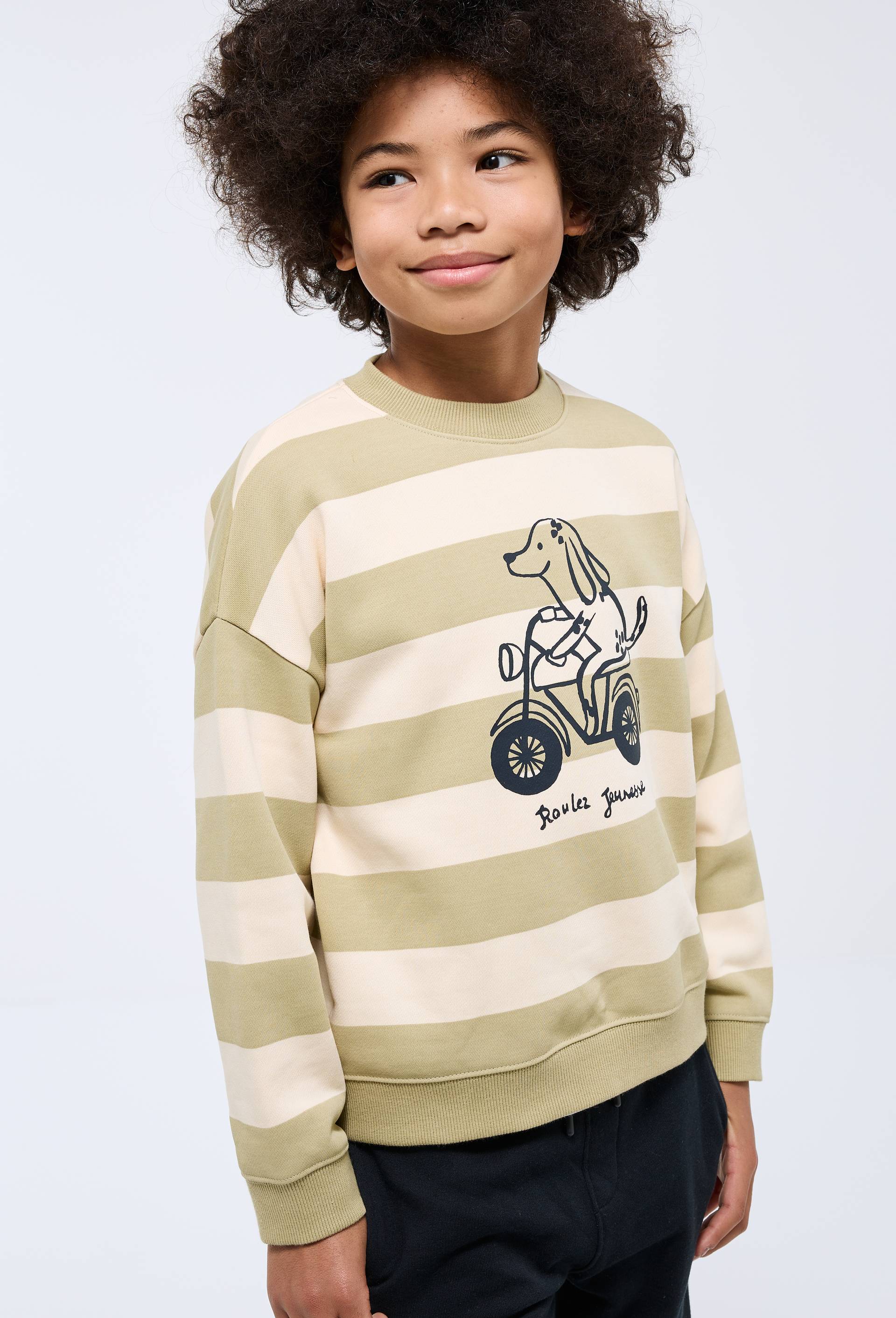 Sweat imprim&eacute; en coton BIO GOTS, Beige, large image number 1