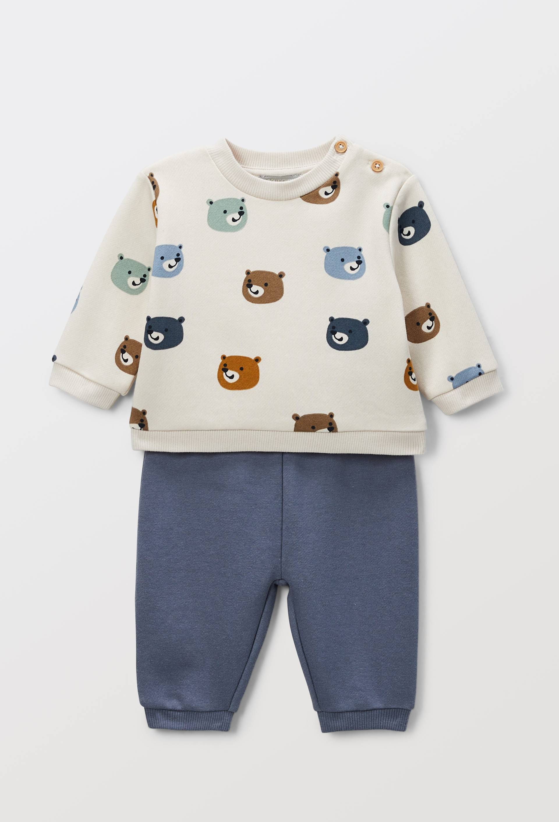 Ensemble en molleton imprim&eacute; en coton BIO GOTS, Beige clair, large image number 0