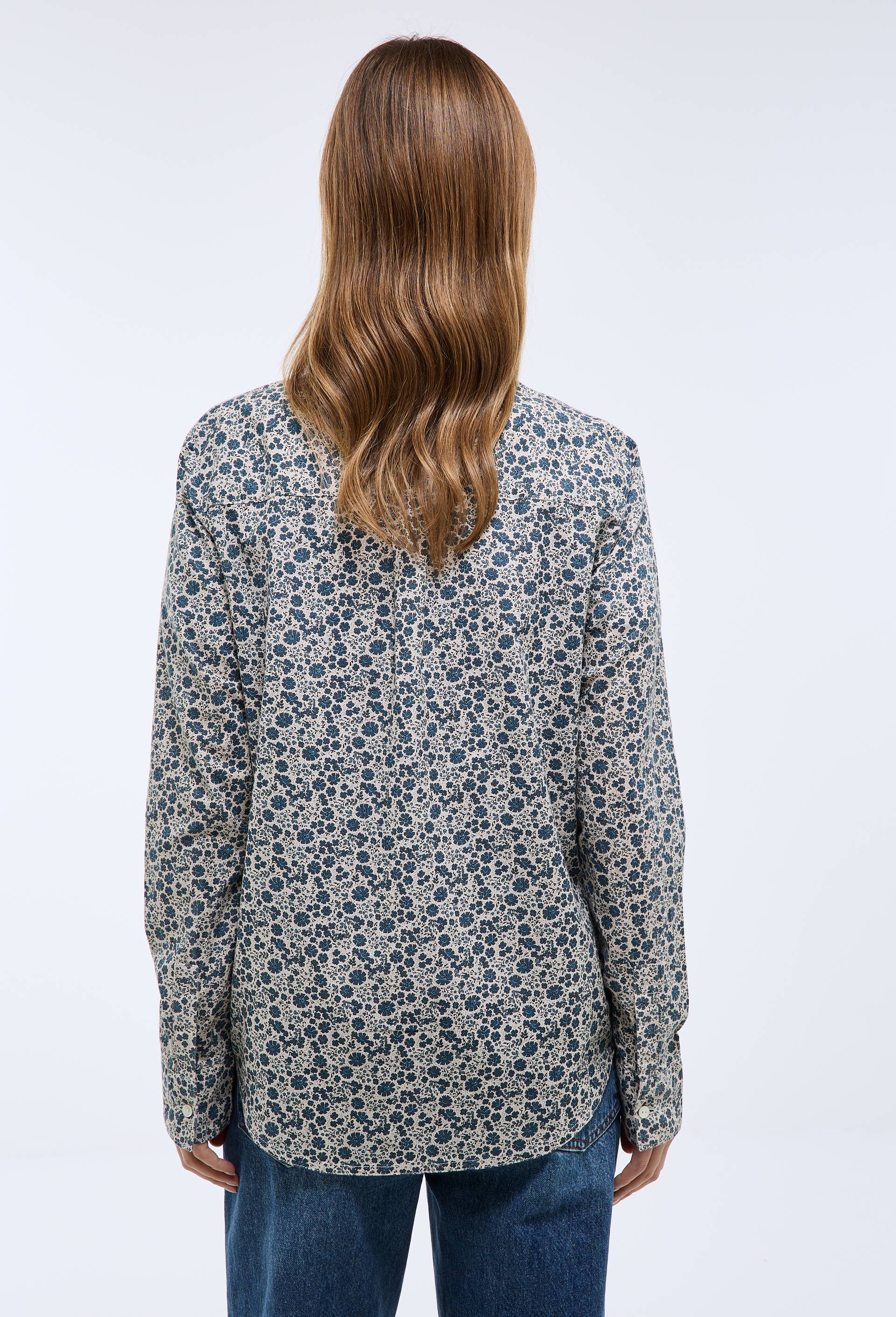 Chemise manches longues imprim&eacute;e en coton BIO GOTS, Bleu, large image number 1.0