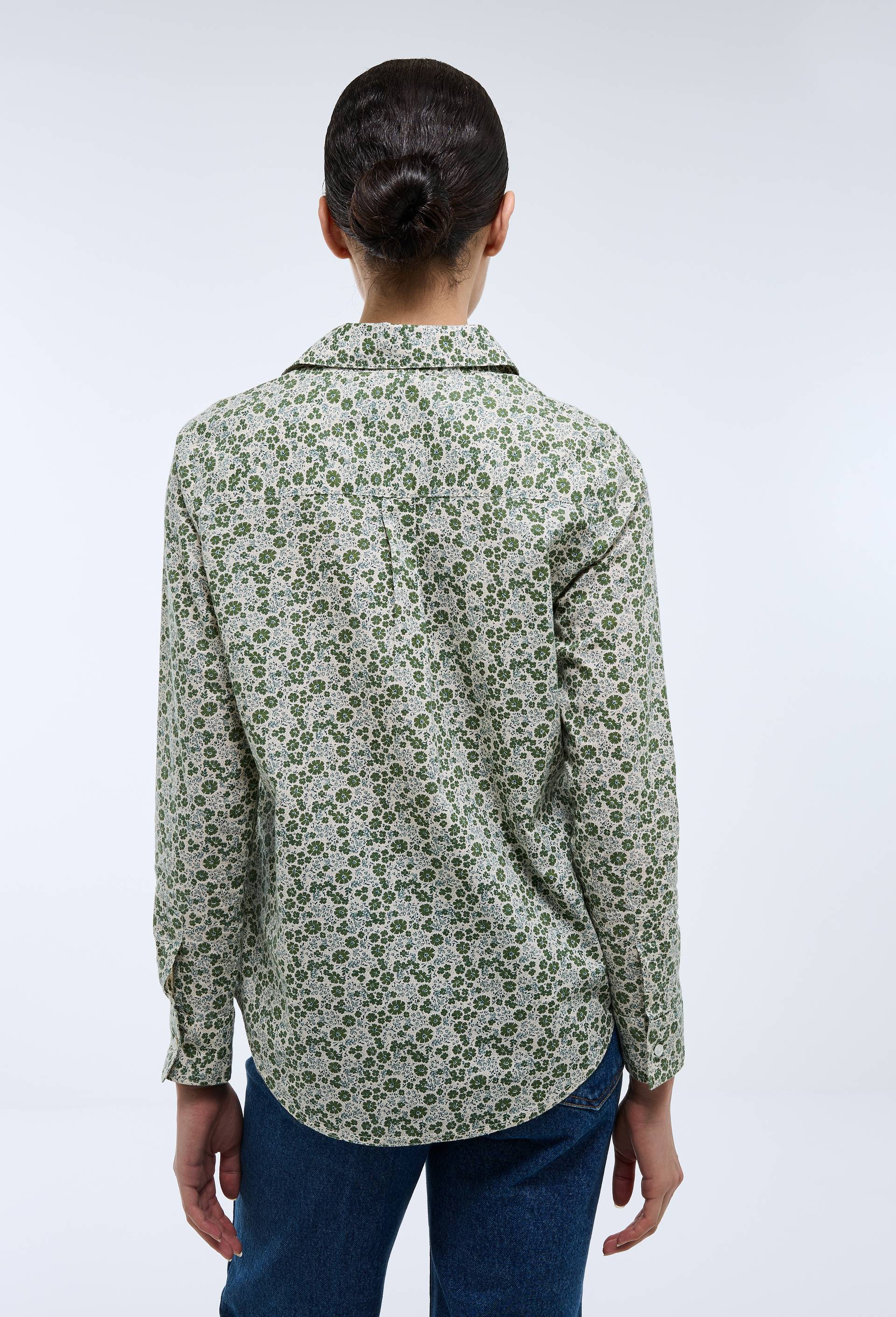 Chemise manches longues imprim&eacute;e en coton BIO GOTS, Vert, large image number 1.0