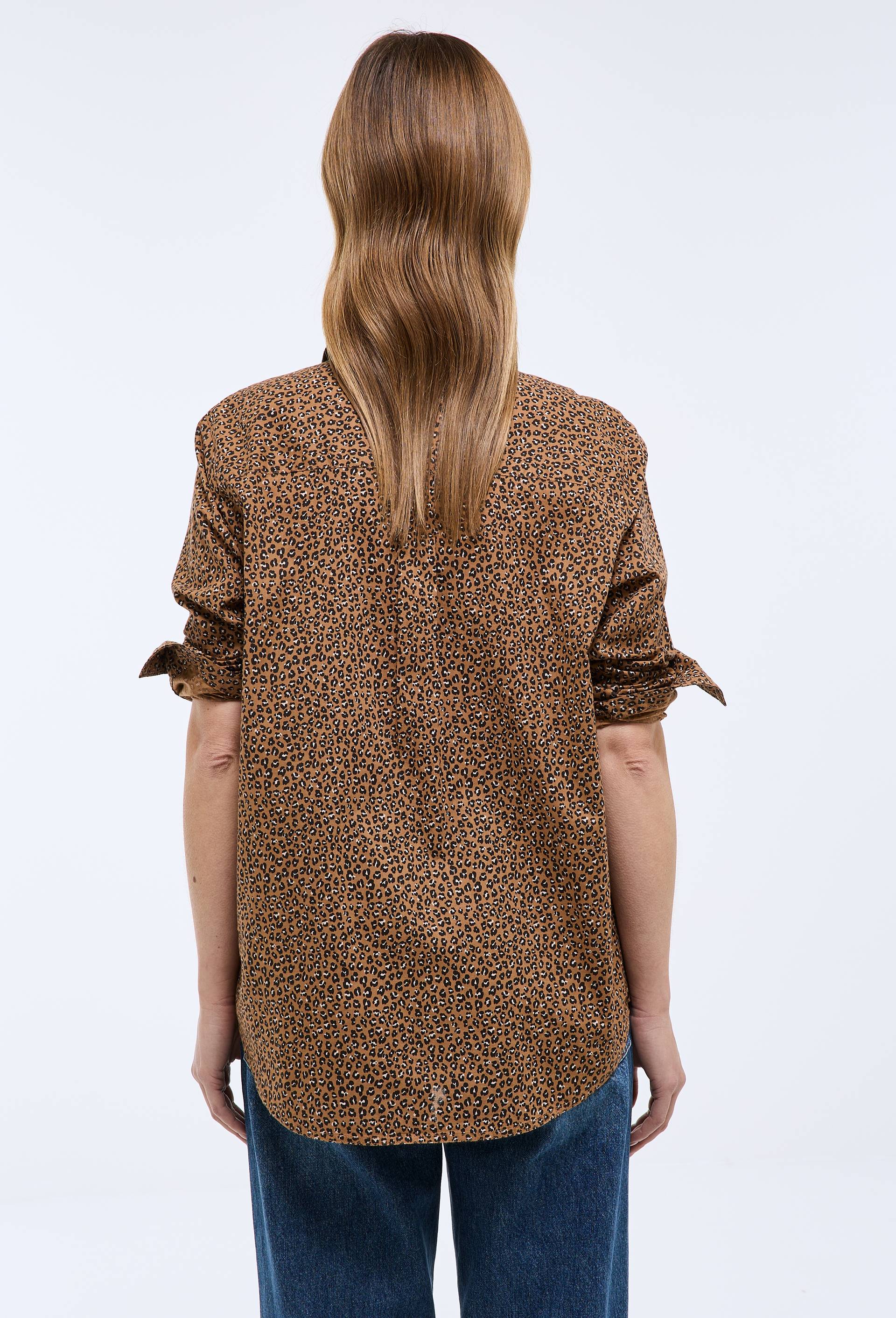 Chemise manches longues imprim&eacute;e en coton BIO GOTS, Beige, large image number 1