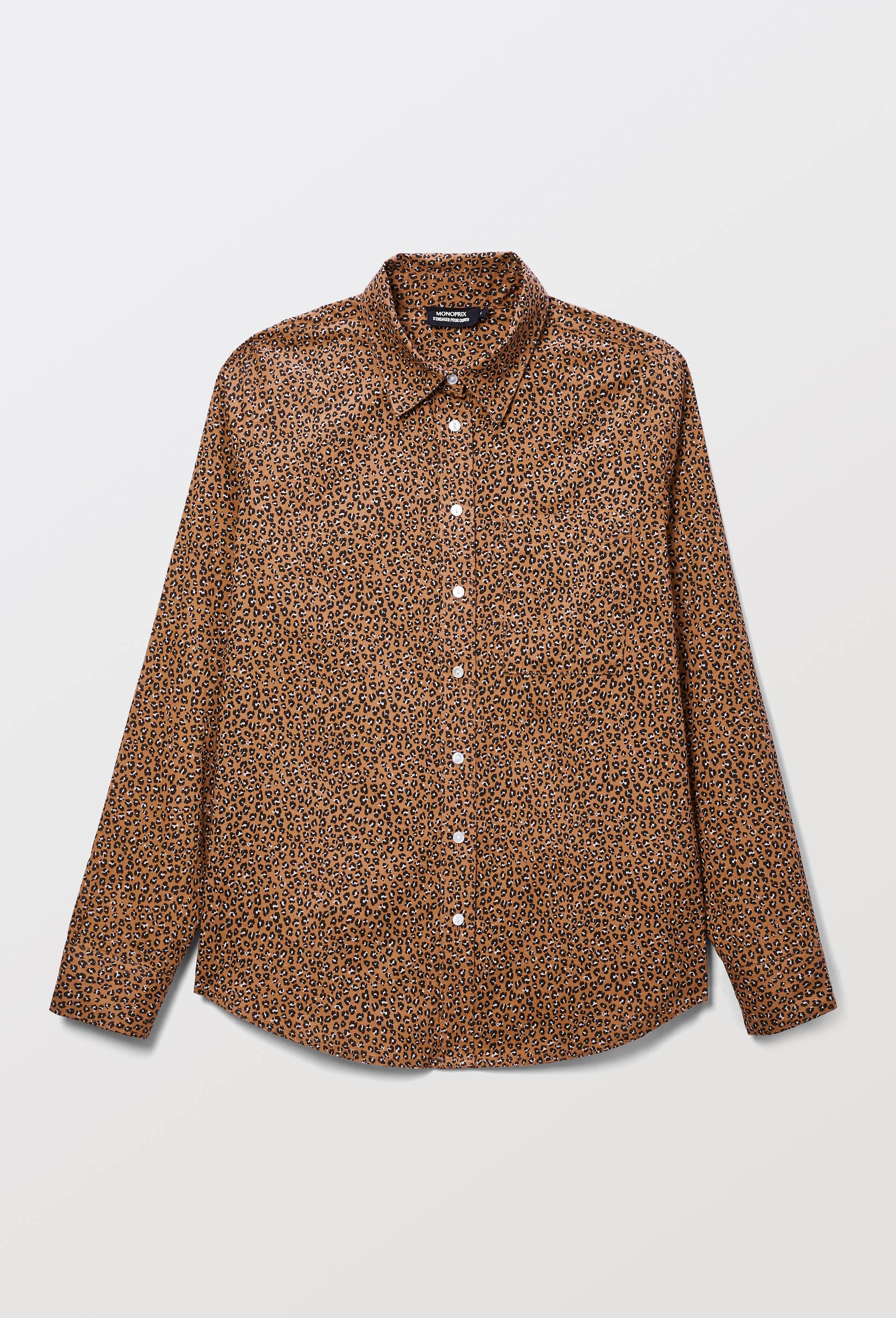 Chemise manches longues imprim&eacute;e en coton BIO GOTS, Beige, large image number 2