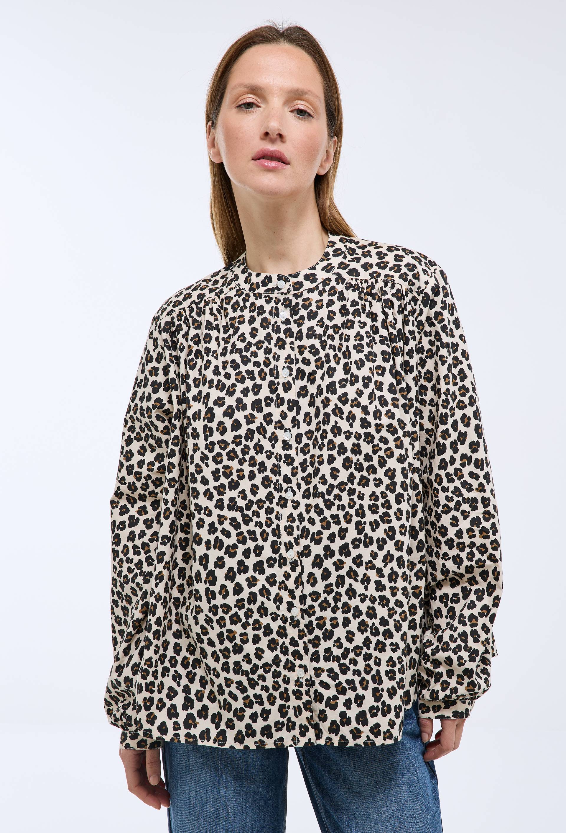 Blouse manches longues imprim&eacute;e en coton BIO GOTS, Beige clair, large image number 0
