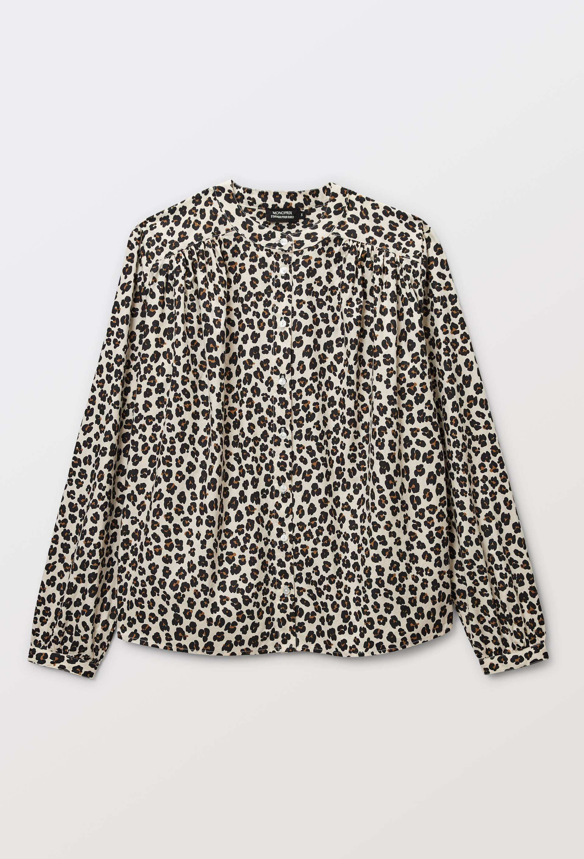 Blouse manches longues imprim&eacute;e en coton BIO GOTS, Beige clair, large image number 2.0