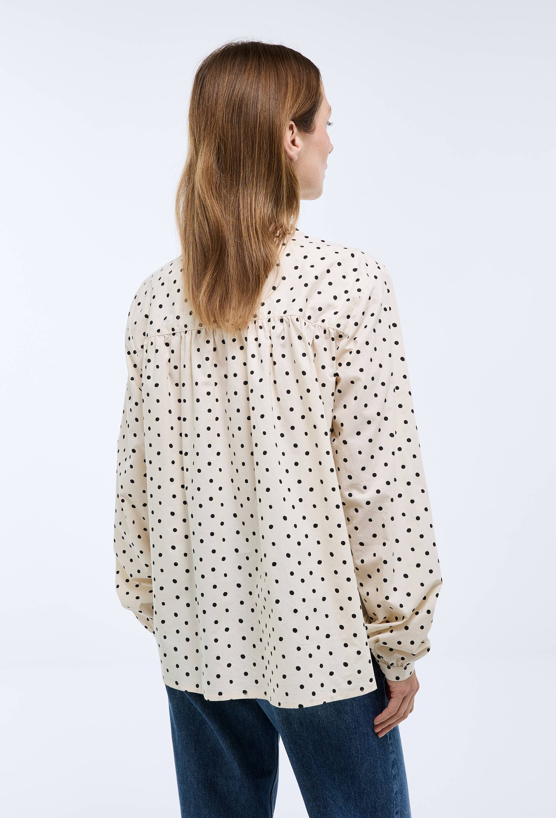 Blouse manches longues imprim&eacute;e en coton BIO GOTS, Ecru, large image number 1