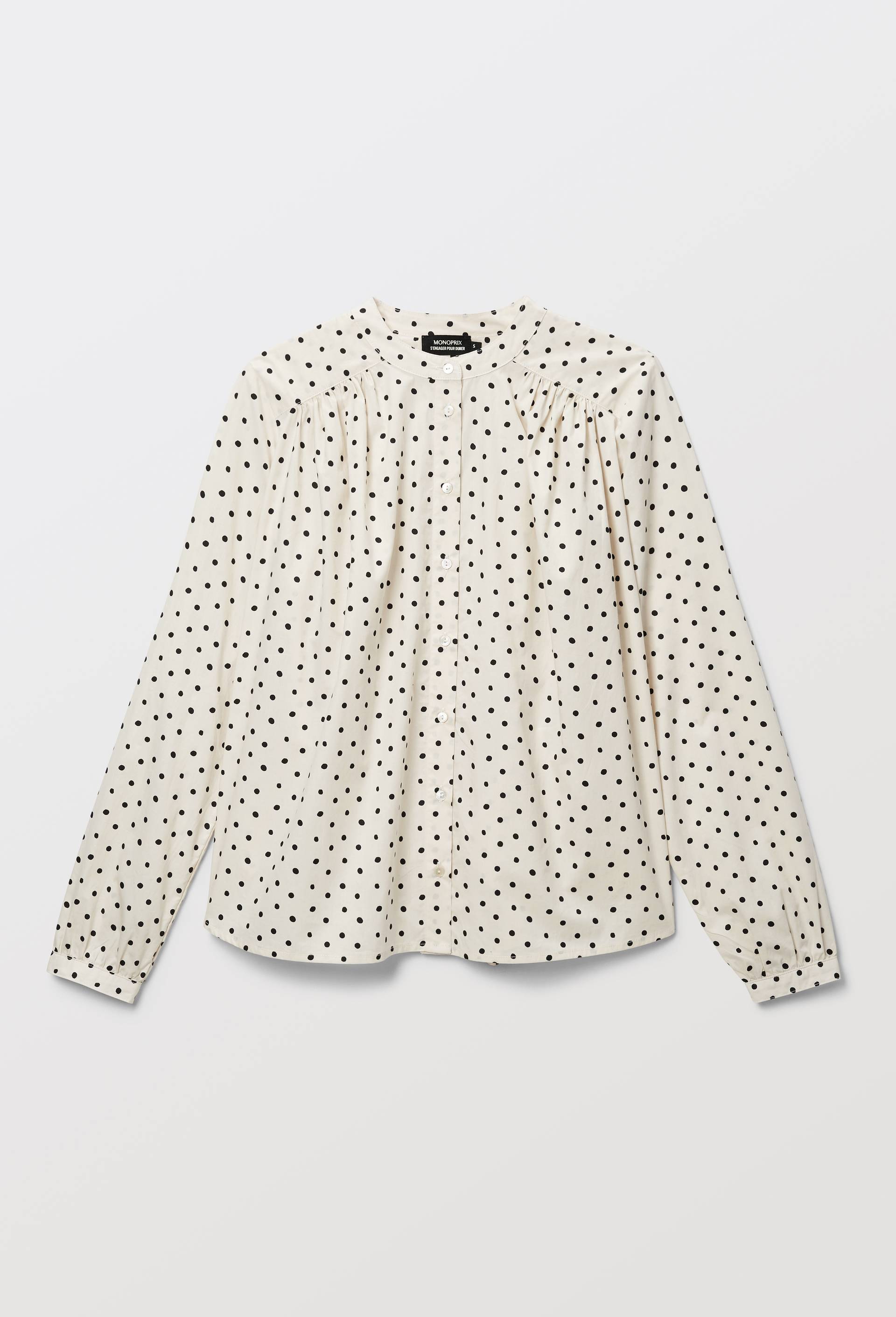 Blouse manches longues imprim&eacute;e en coton BIO GOTS, Ecru, large image number 2.0