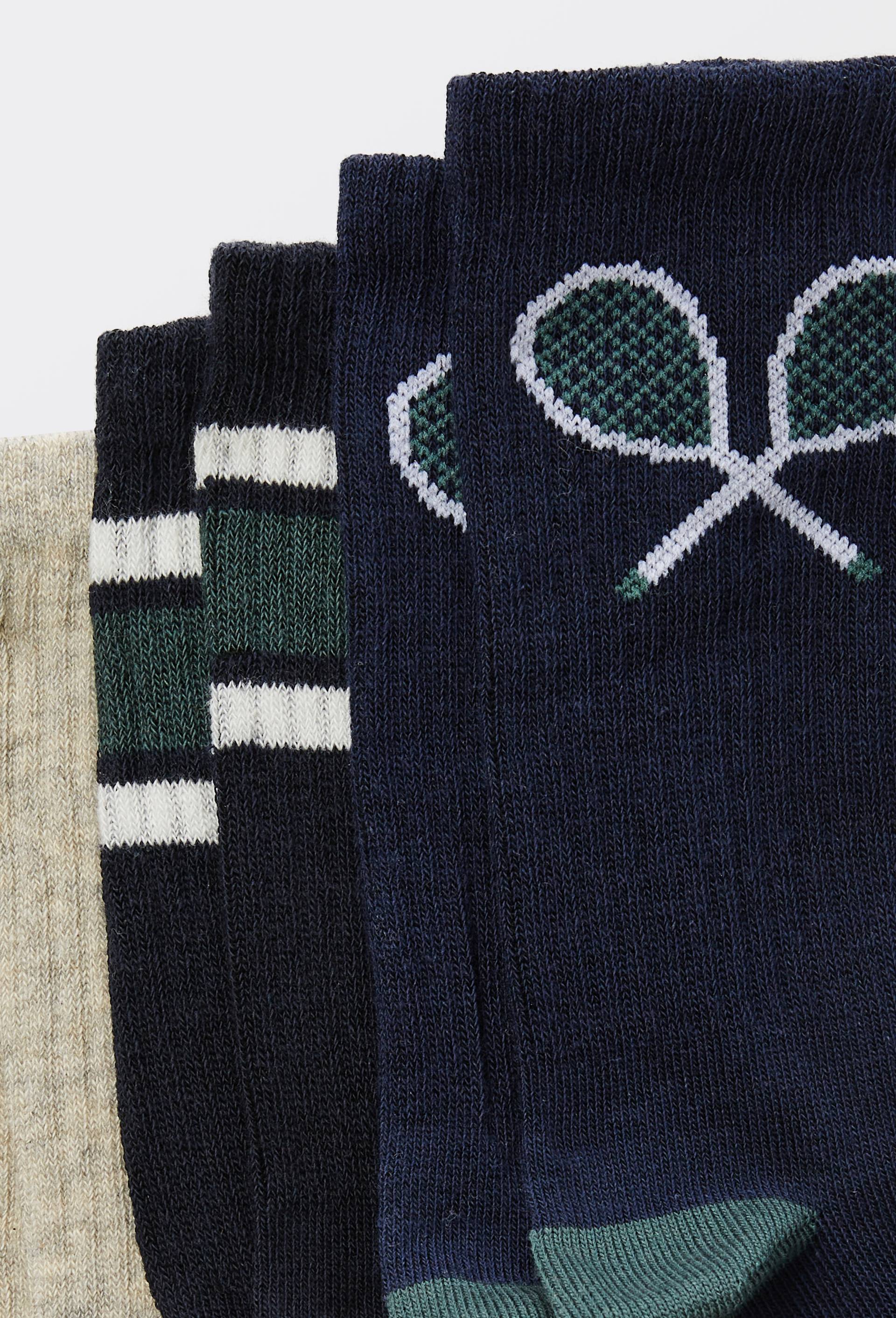 Lot de 3 paires de chaussettes ray&eacute;es contenant du coton BIO, Bleu fonc&eacute;, large image number 2