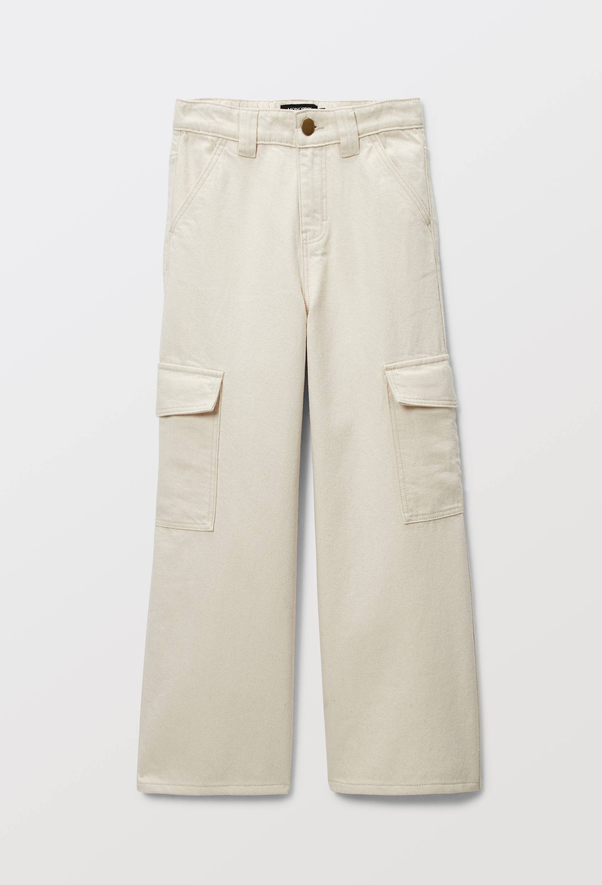 Pantalon cargo en coton twill BIO, Beige clair, large image number 0