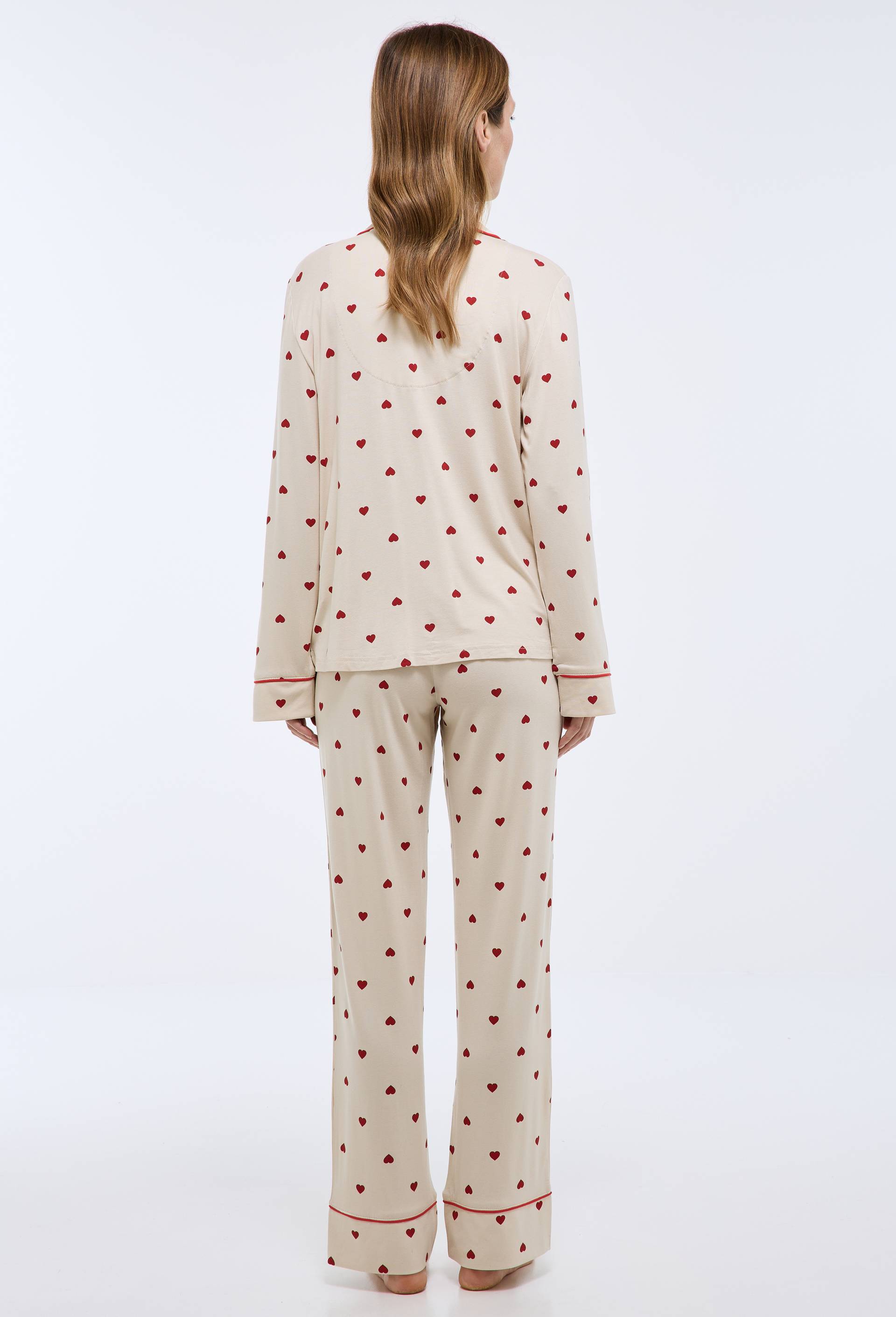 Pyjama fluide &agrave; coeur, Ecru, large image number 1