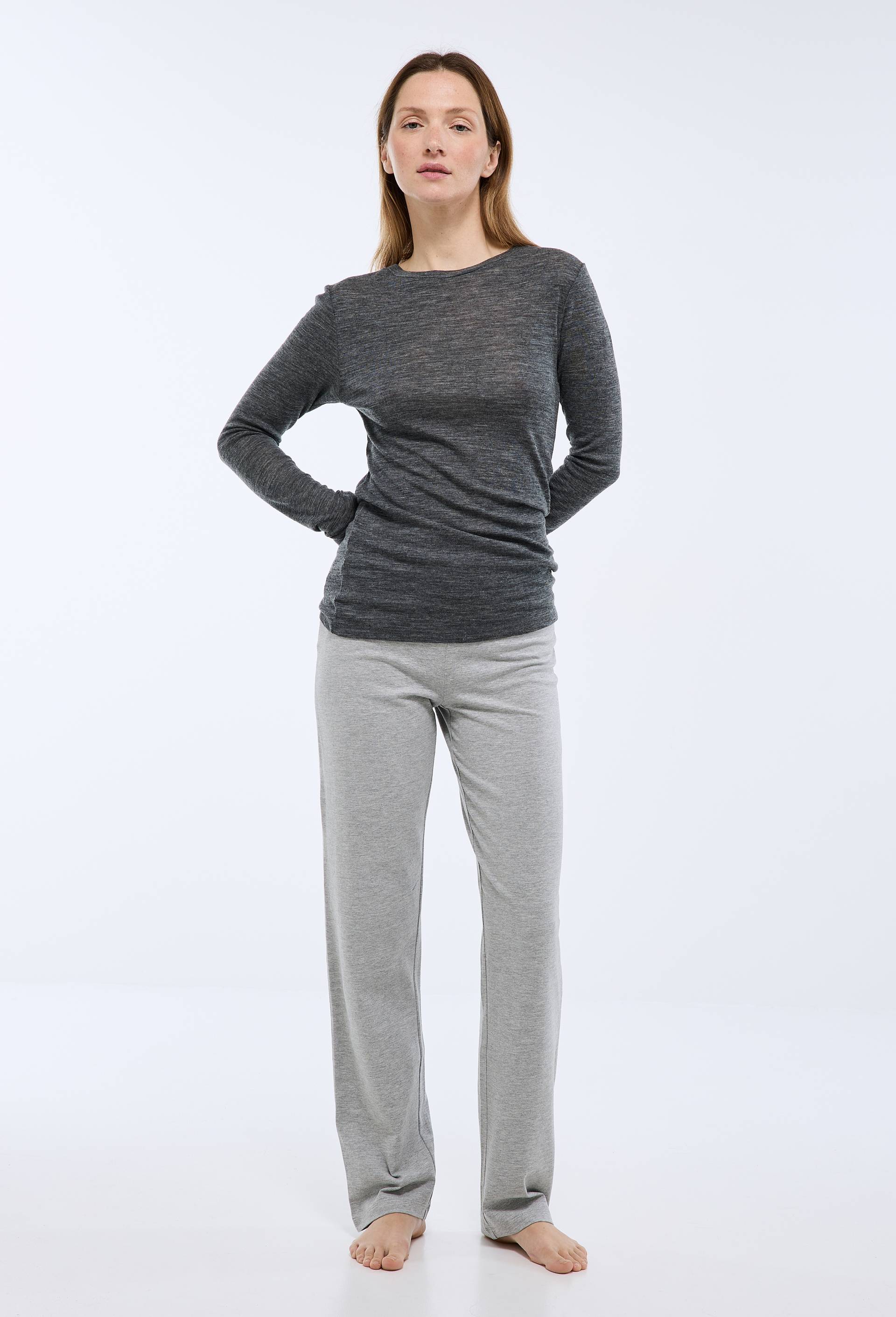 Pantalon droit uni en coton BIO GOTS, Gris fonc&eacute;, large image number 0.0