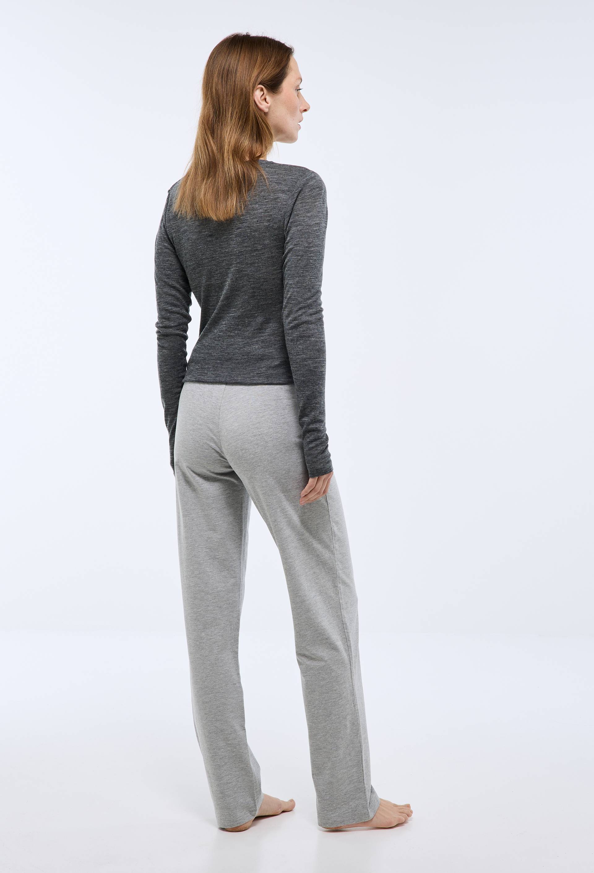 Pantalon droit uni en coton BIO GOTS, Gris fonc&eacute;, large image number 1