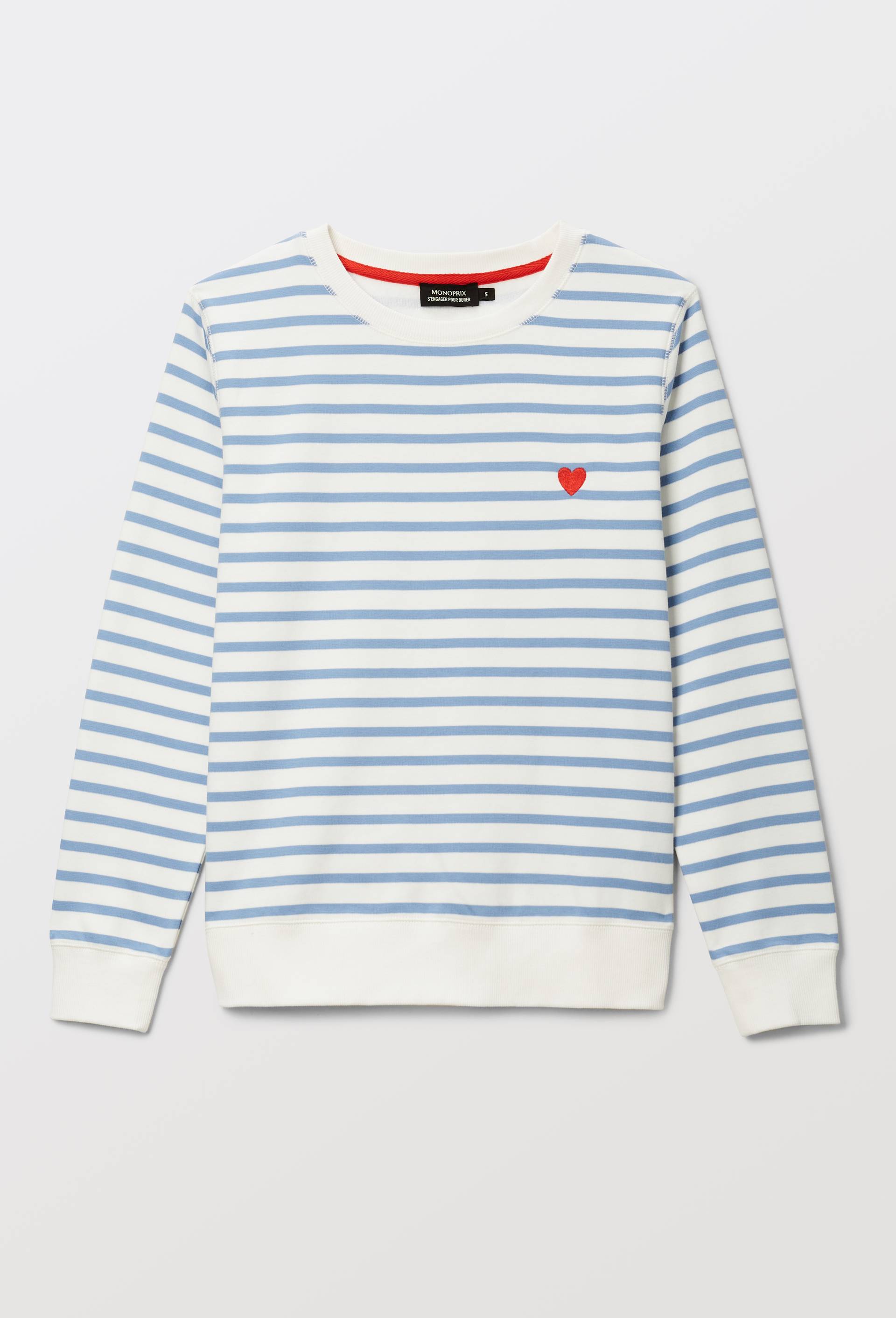 Sweat marini&egrave;re avec broderie coeur en molleton, Bleu, large image number 2