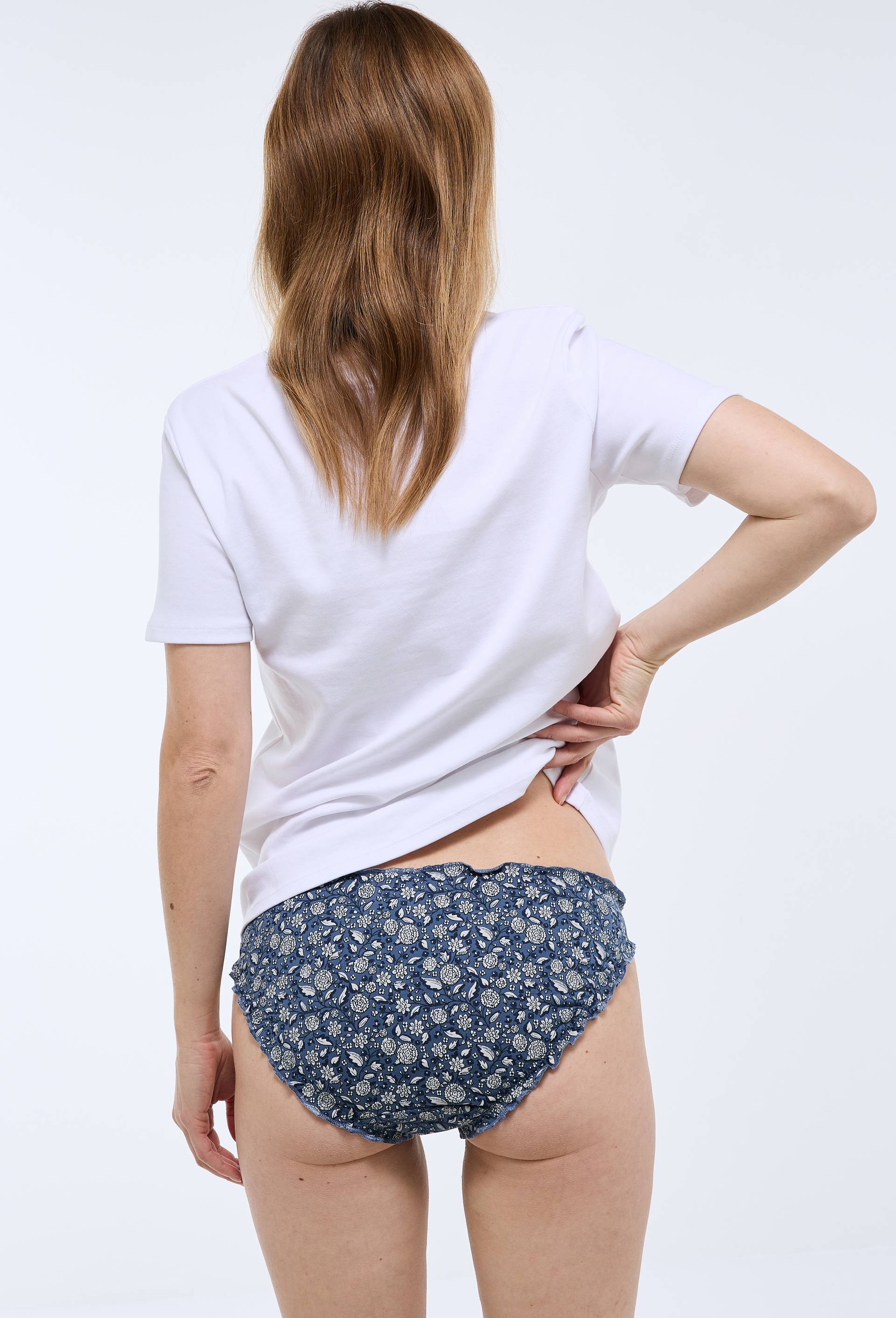 Lot de 3 culottes froufrou JULIE en coton BIO GOTS, Bleu fonc&eacute;, large image number 6.0