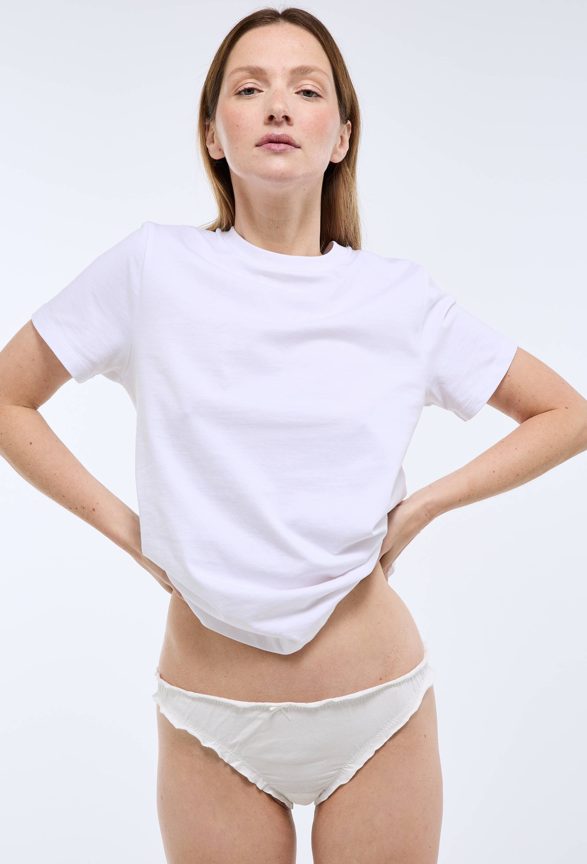 Lot de 3 culottes froufrou JULIE en coton BIO, Brun clair, large image number 3.0