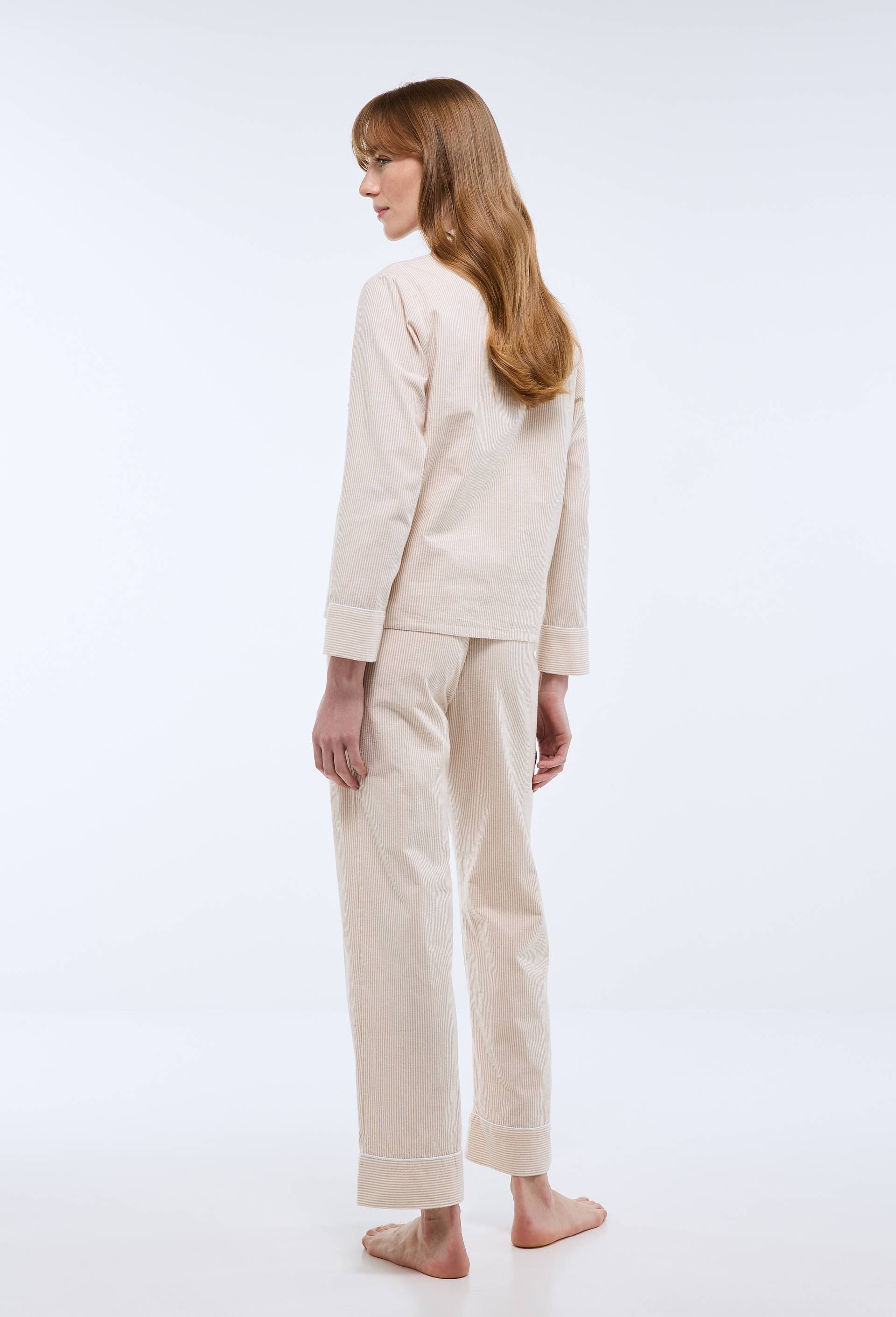 Pyjama ray&eacute; en flanelle de coton BIO et broderie coeur, Beige clair, large image number 1