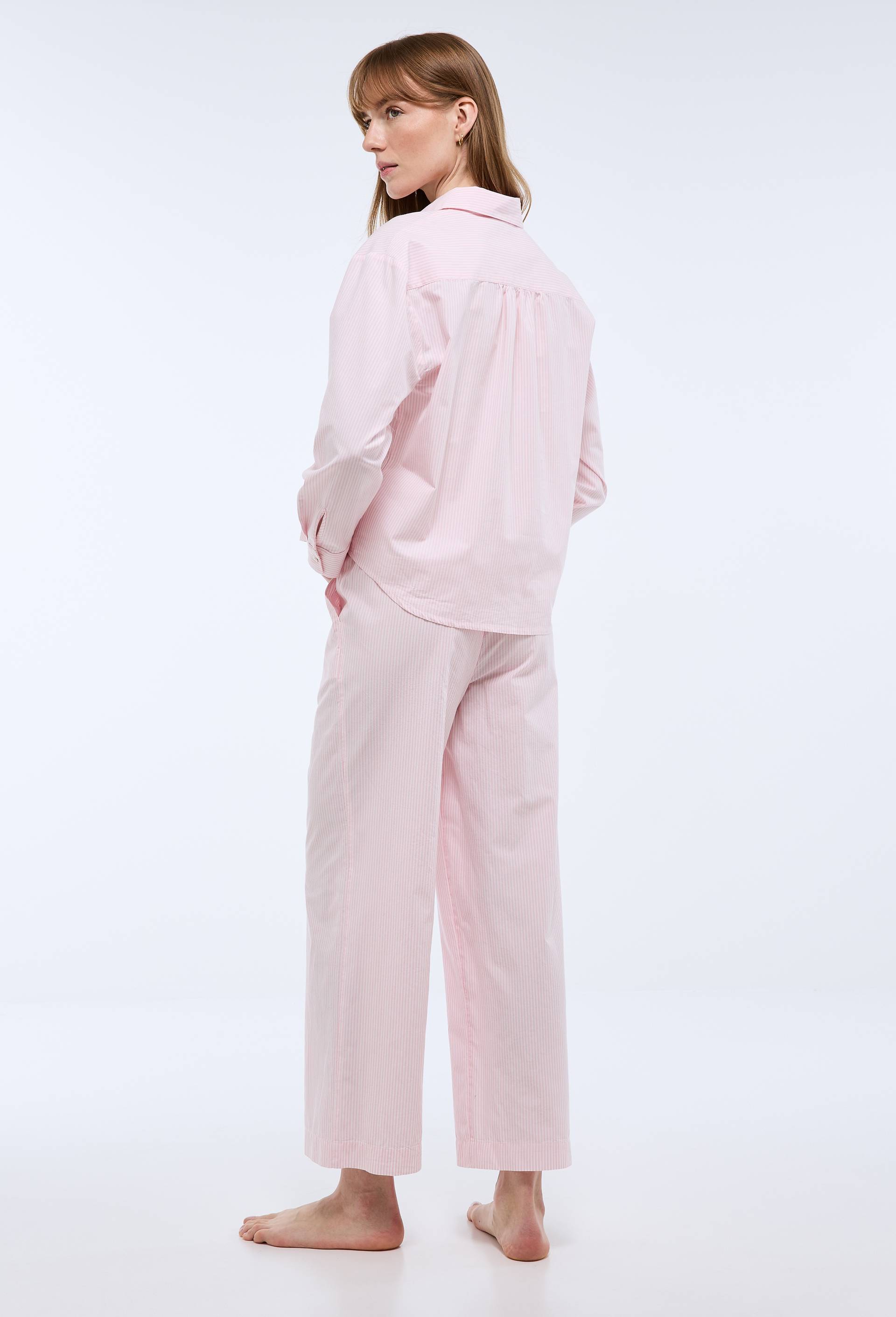 Pyjama ray&eacute; avec coeur brod&eacute; en voile de coton BIO, Rose, large image number 1.0
