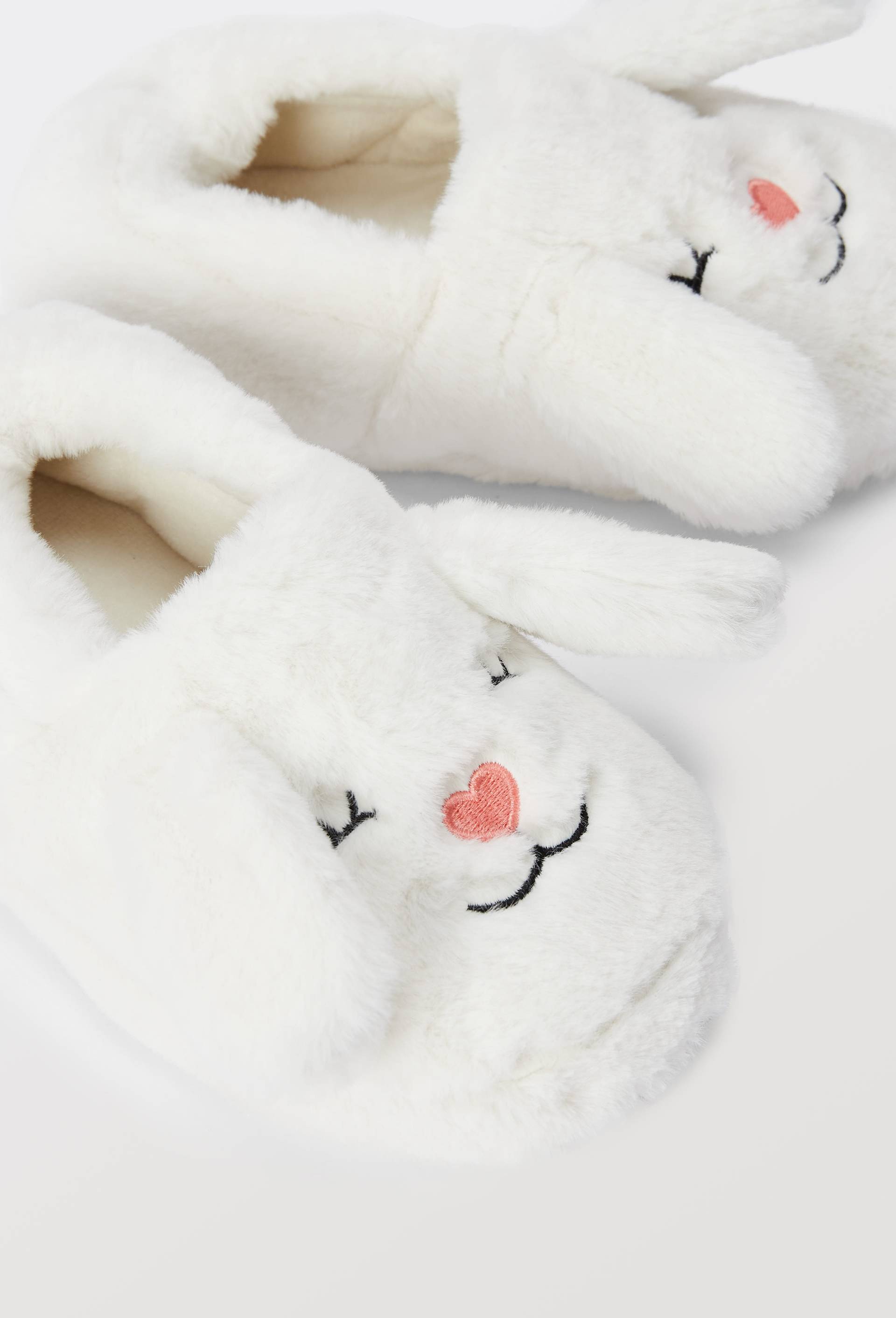 Chaussons lapin effet fourrure, Ecru, large image number 3