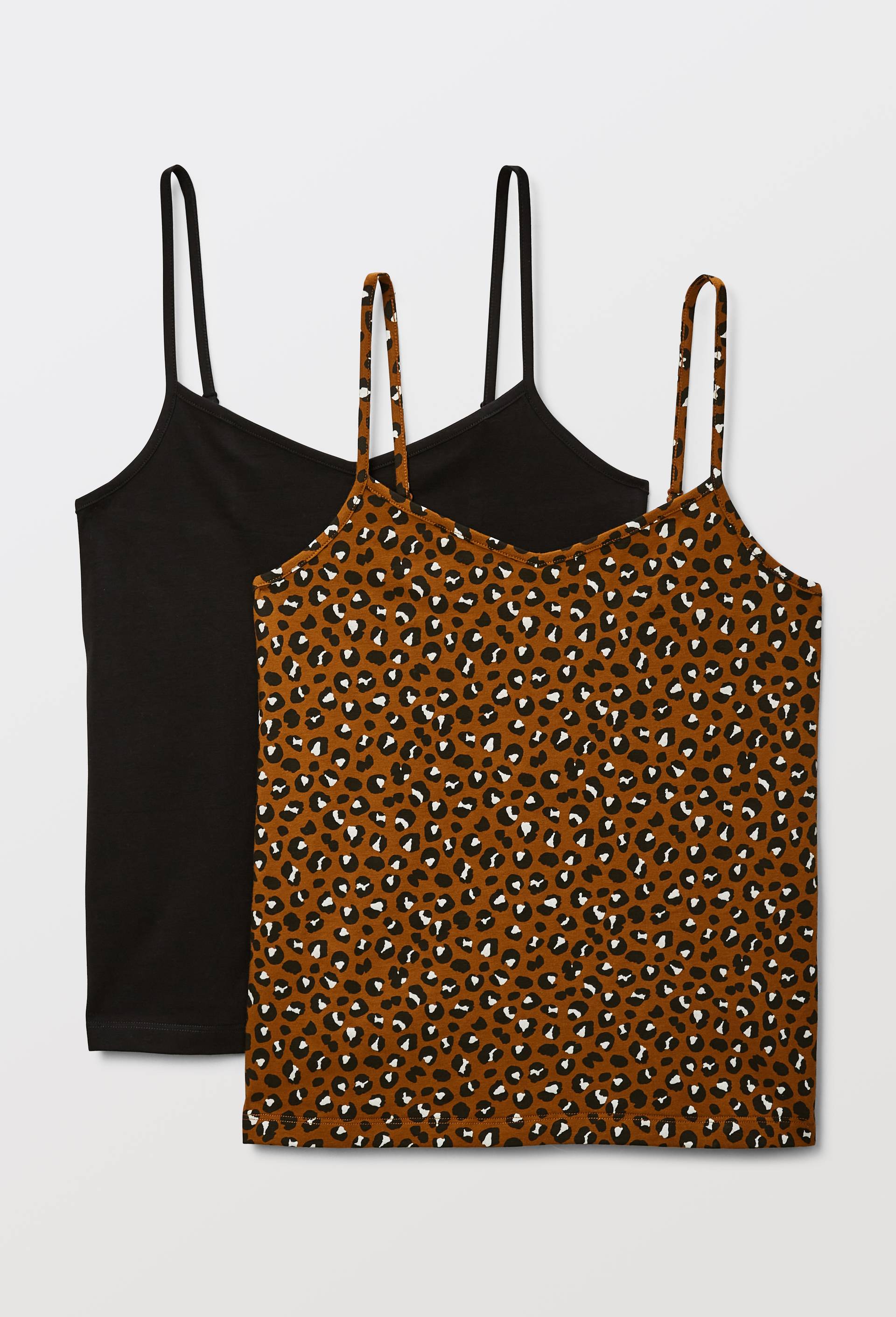 Lot de 2 caracos fines bretelles en coton BIO GOTS, Brun clair, large image number 0