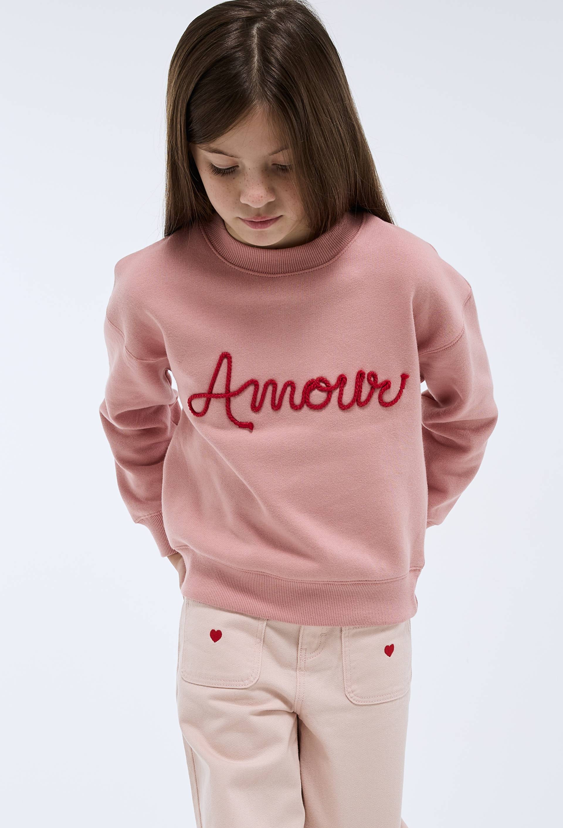 Sweat imprim&eacute; contenant du coton BIO GOTS, Rose, swatch image