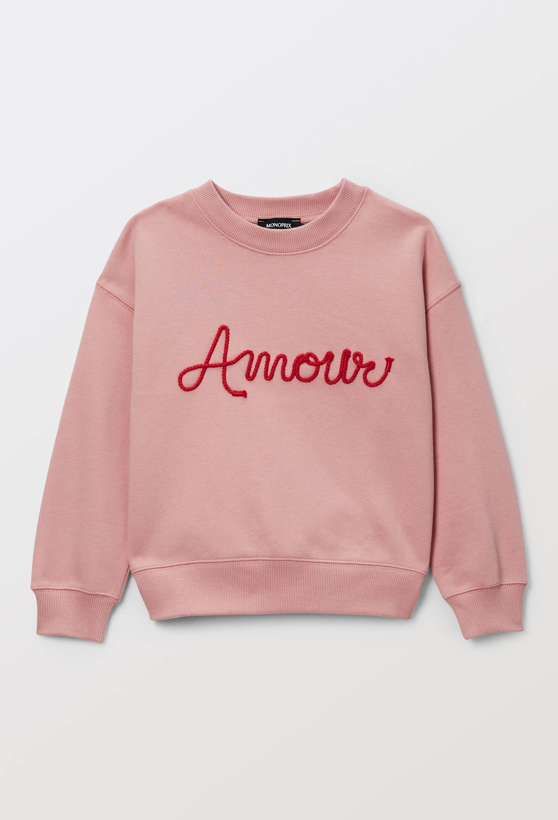 Sweat imprim&eacute; contenant du coton BIO GOTS, Rose, large image number 1