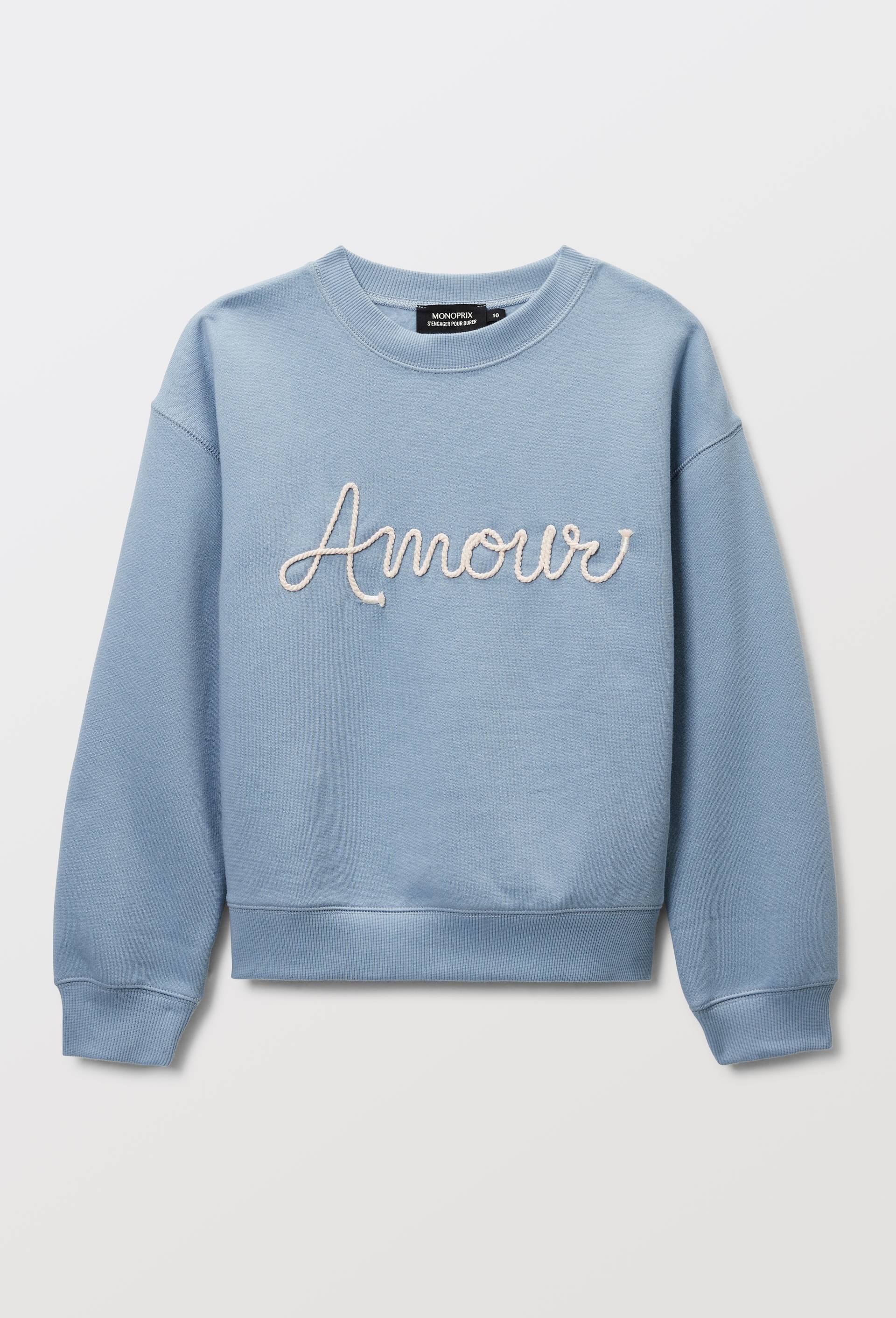 Sweat imprim&eacute; contenant du coton BIO GOTS, Bleu, swatch image