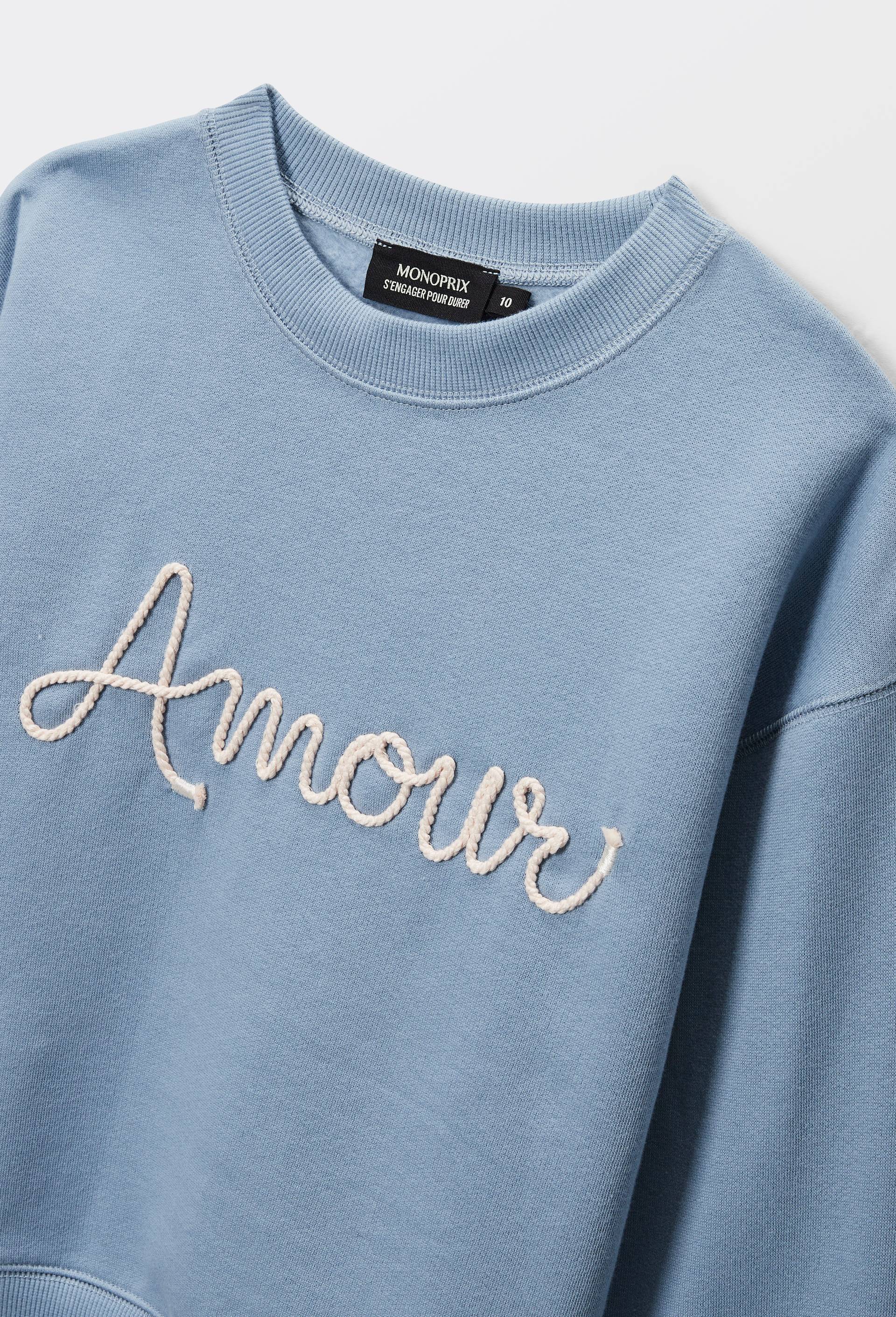 Sweat imprim&eacute; contenant du coton BIO GOTS, Bleu, large image number 2.0