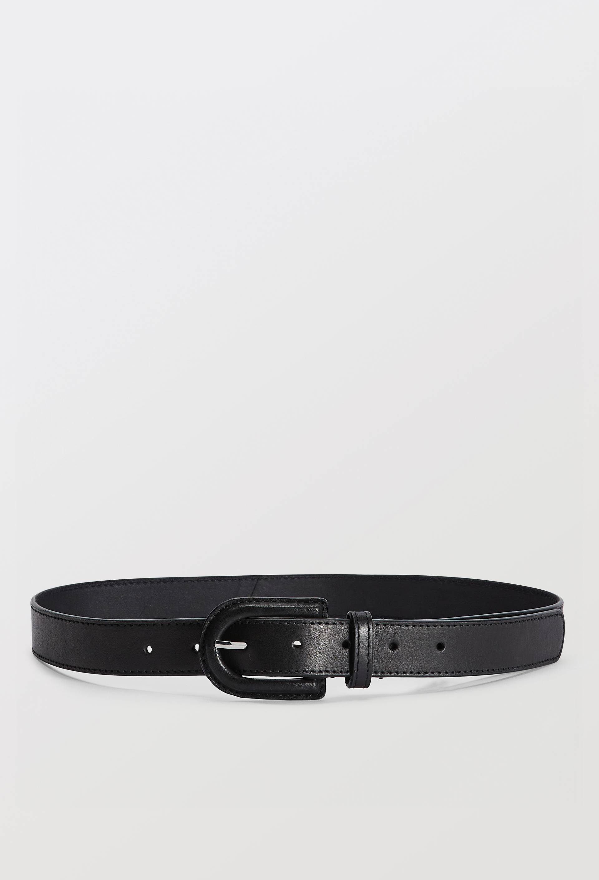 Ceinture 2,5cm en cuir avec boucle recouverte, Noir, large image number 0