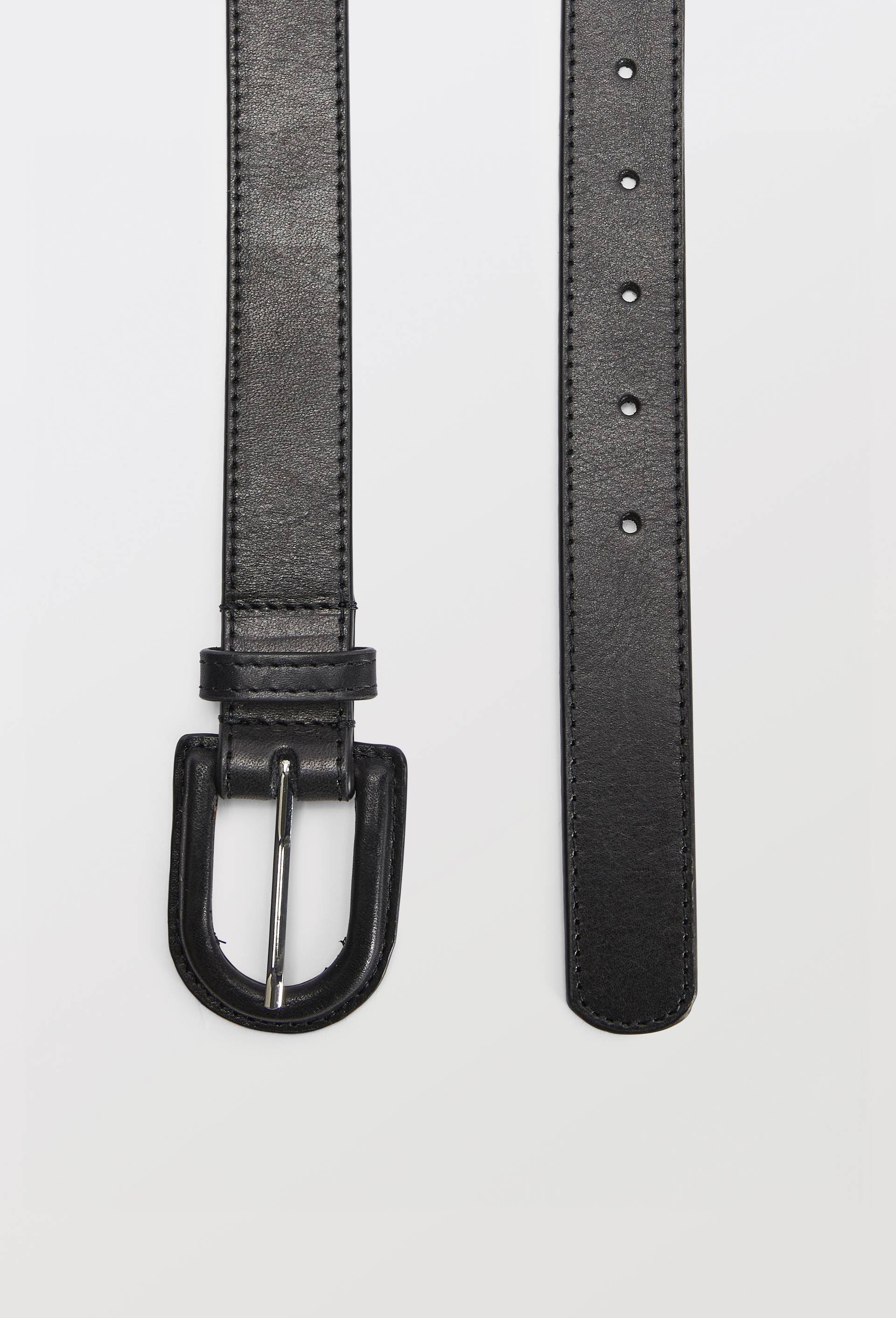 Ceinture 2,5cm en cuir avec boucle recouverte, Noir, large image number 1
