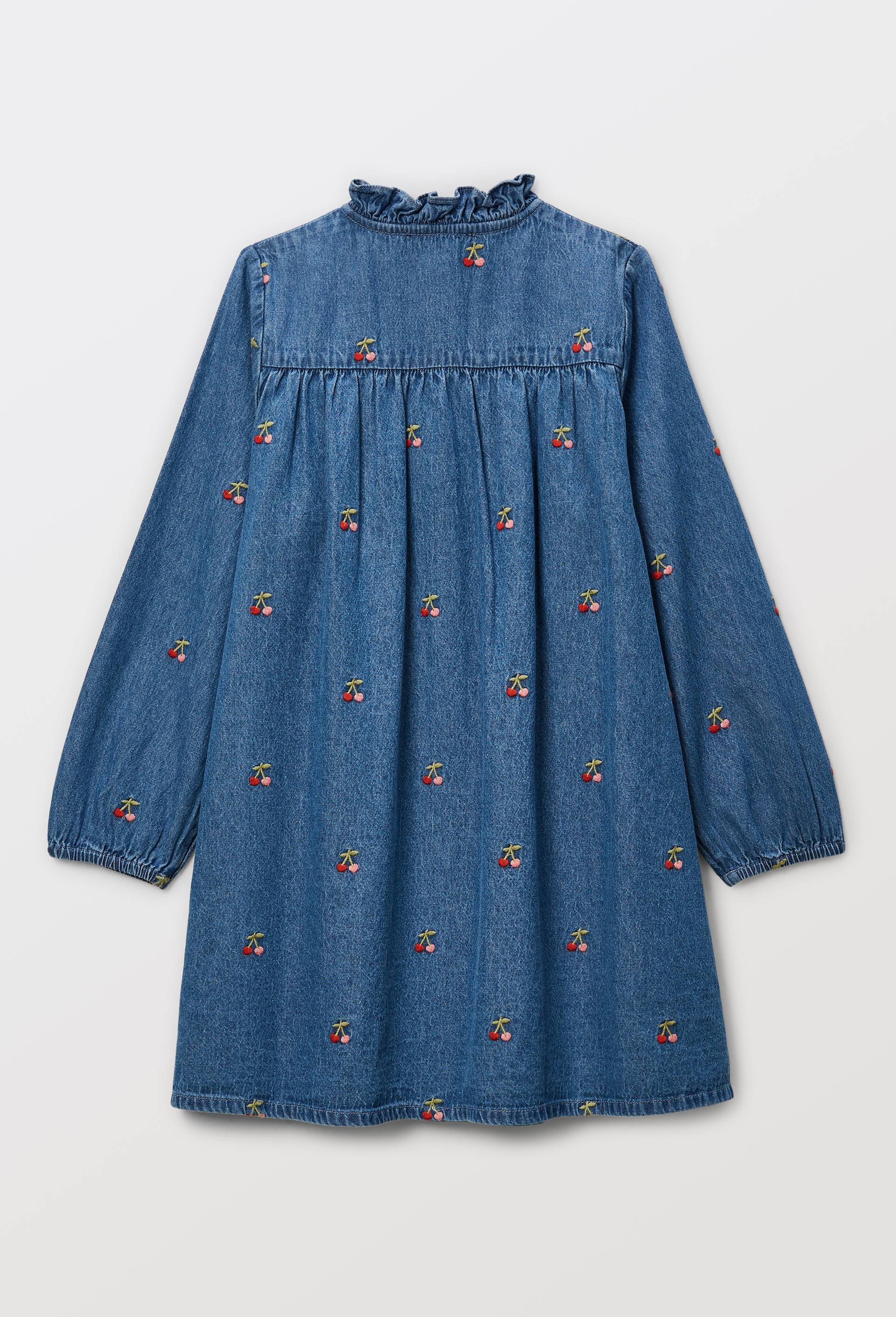 Robe en denim brod&eacute;e, Bleu fonc&eacute;, large image number 2.0