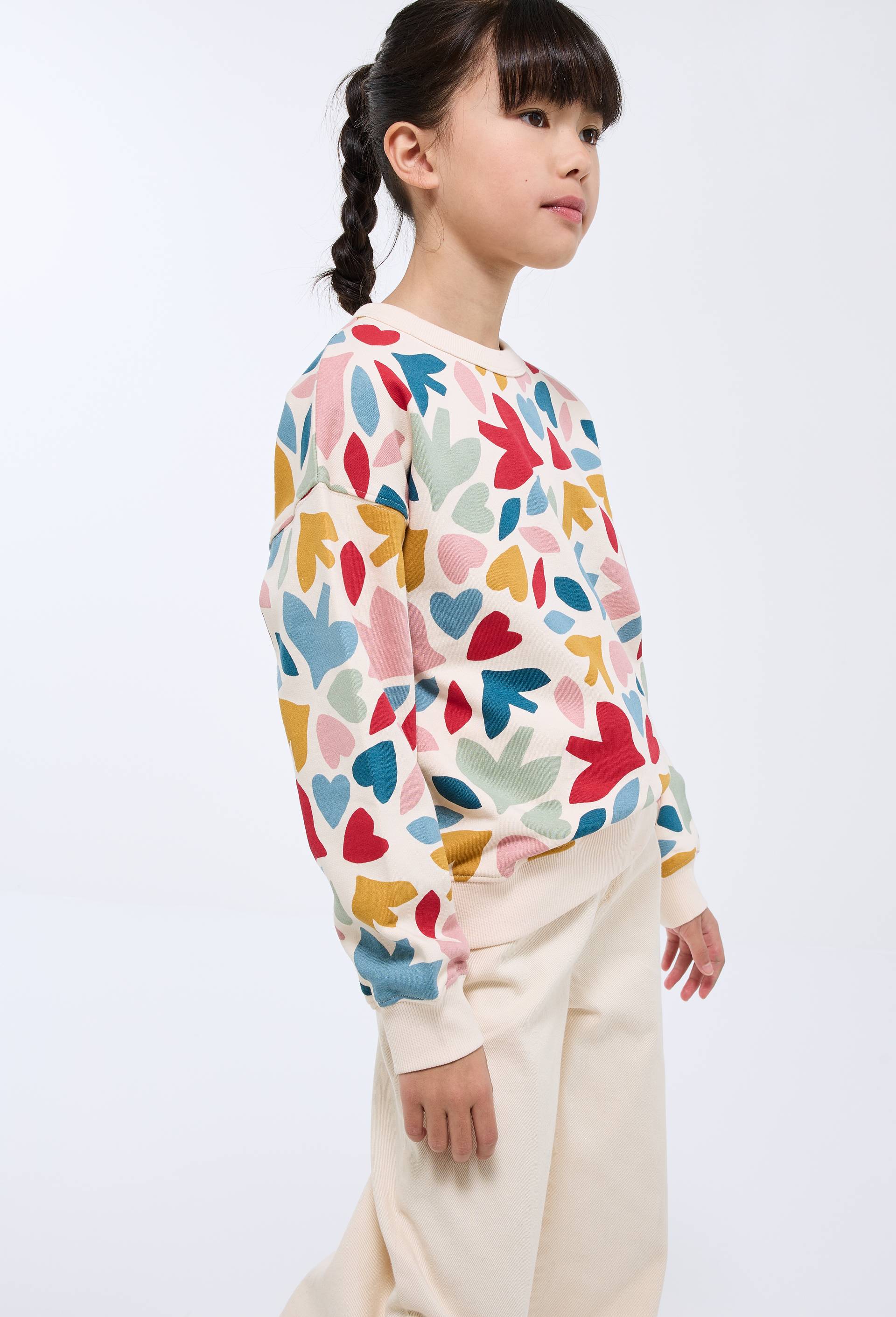 Sweat imprim&eacute; en coton BIO GOTS, Beige clair, large image number 0.0