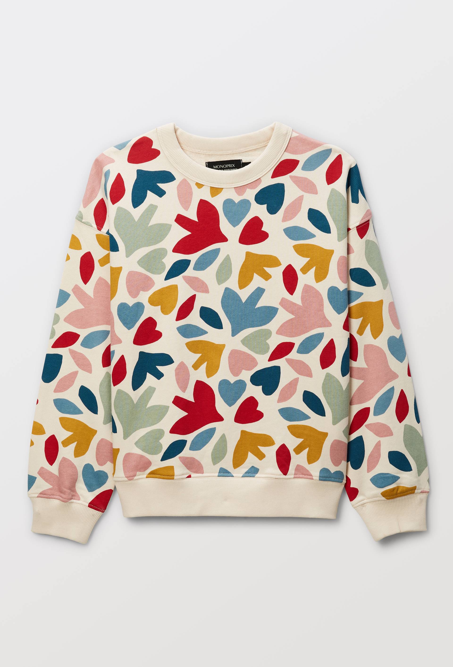 Sweat imprim&eacute; en coton BIO GOTS, Beige clair, large image number 2.0