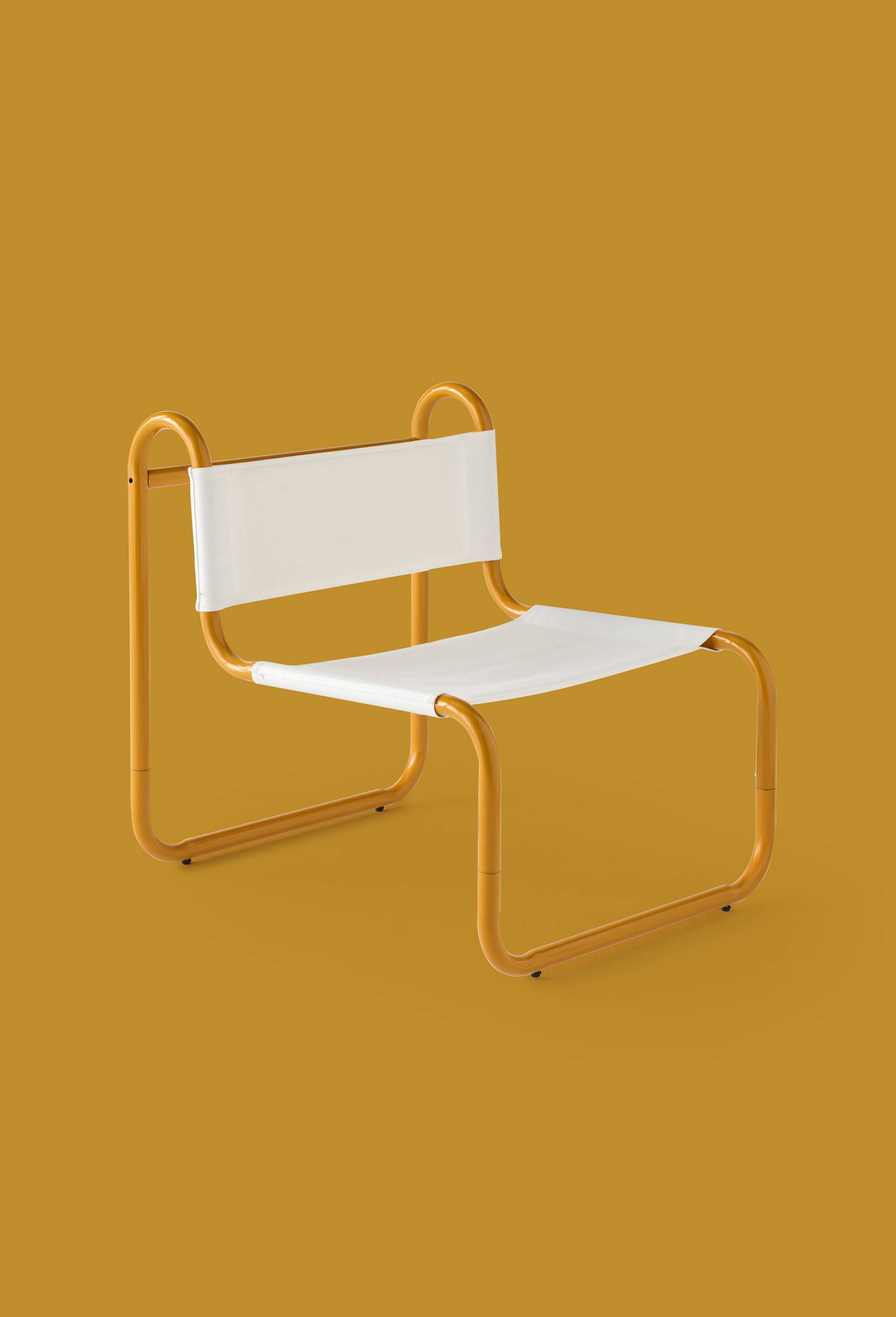 Exclu web - Fauteuil tubulaire jaune et beige, 66x60 cm - STUDIO PRISUNIC  x MONOPRIX, Jaune fonc&eacute;, large image number 1.0