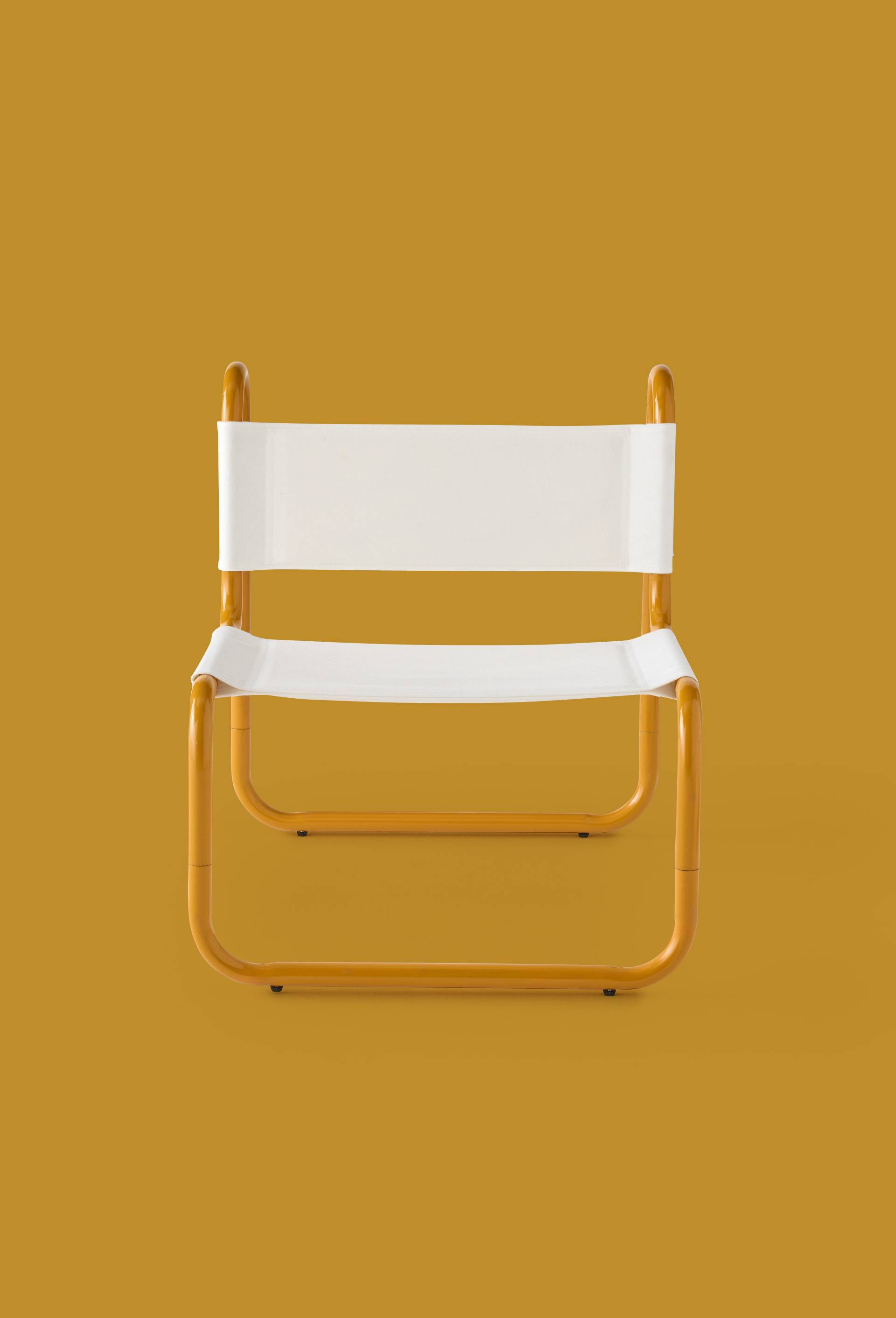 Exclu web - Fauteuil tubulaire jaune et beige, 66x60 cm - STUDIO PRISUNIC  x MONOPRIX, Jaune fonc&eacute;, large image number 3