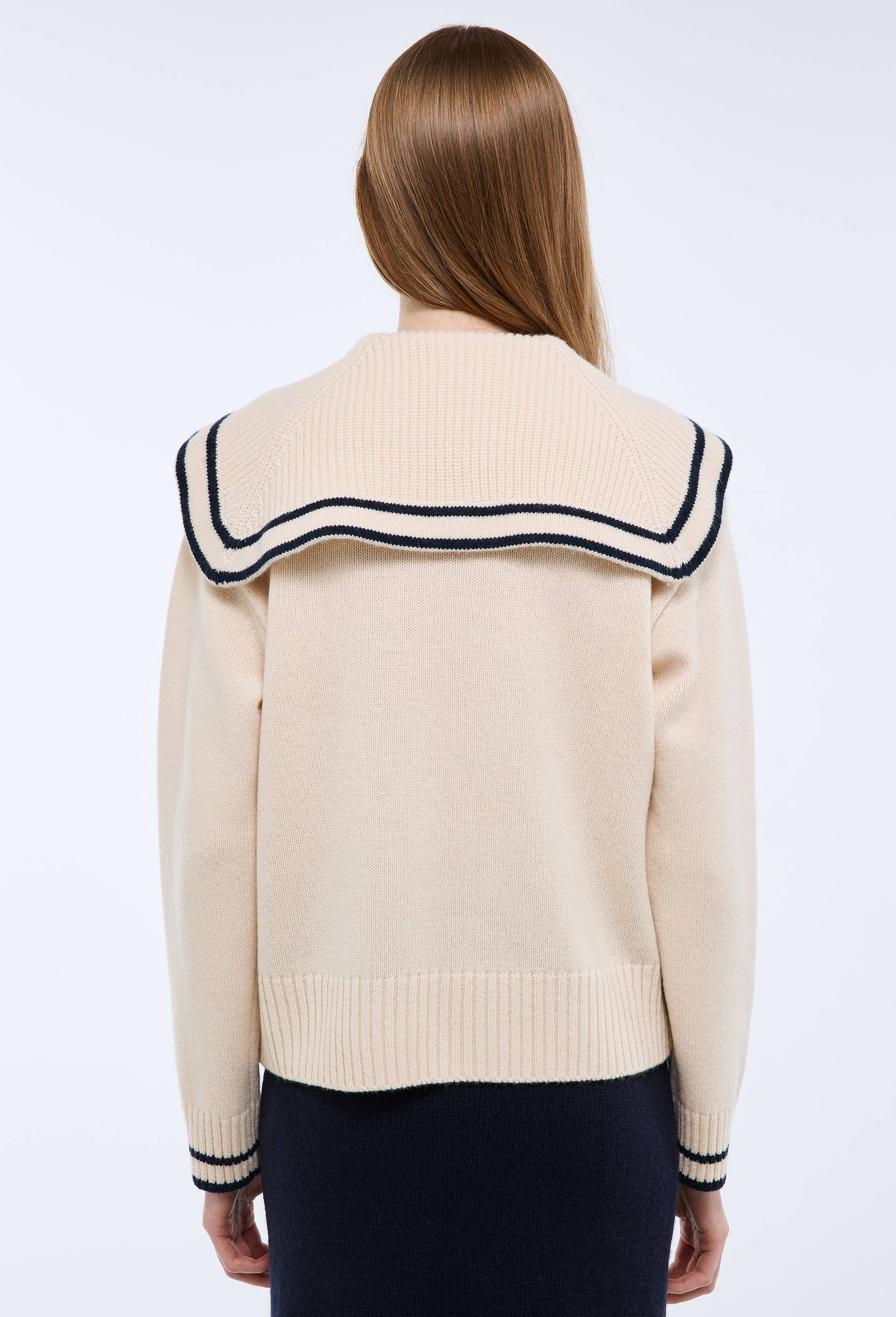 Pull col marin manches longues en laine, Beige clair, large image number 2
