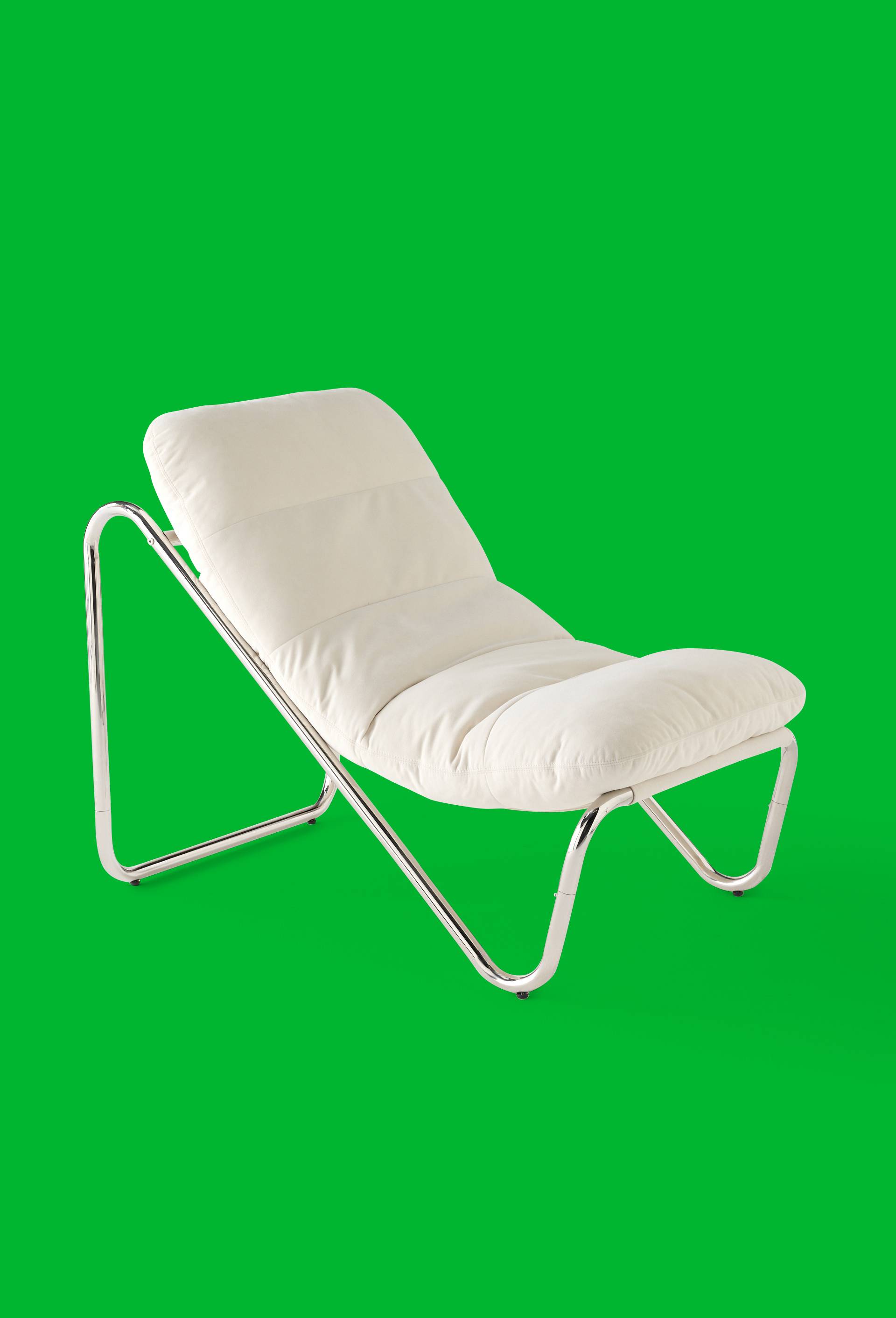 Exclu web - Fauteuil tubulaire chrom&eacute; et &eacute;cru, 80x65x100 cm  - STUDIO PRISUNIC x MONOPRIX, Ecru, large image number 2