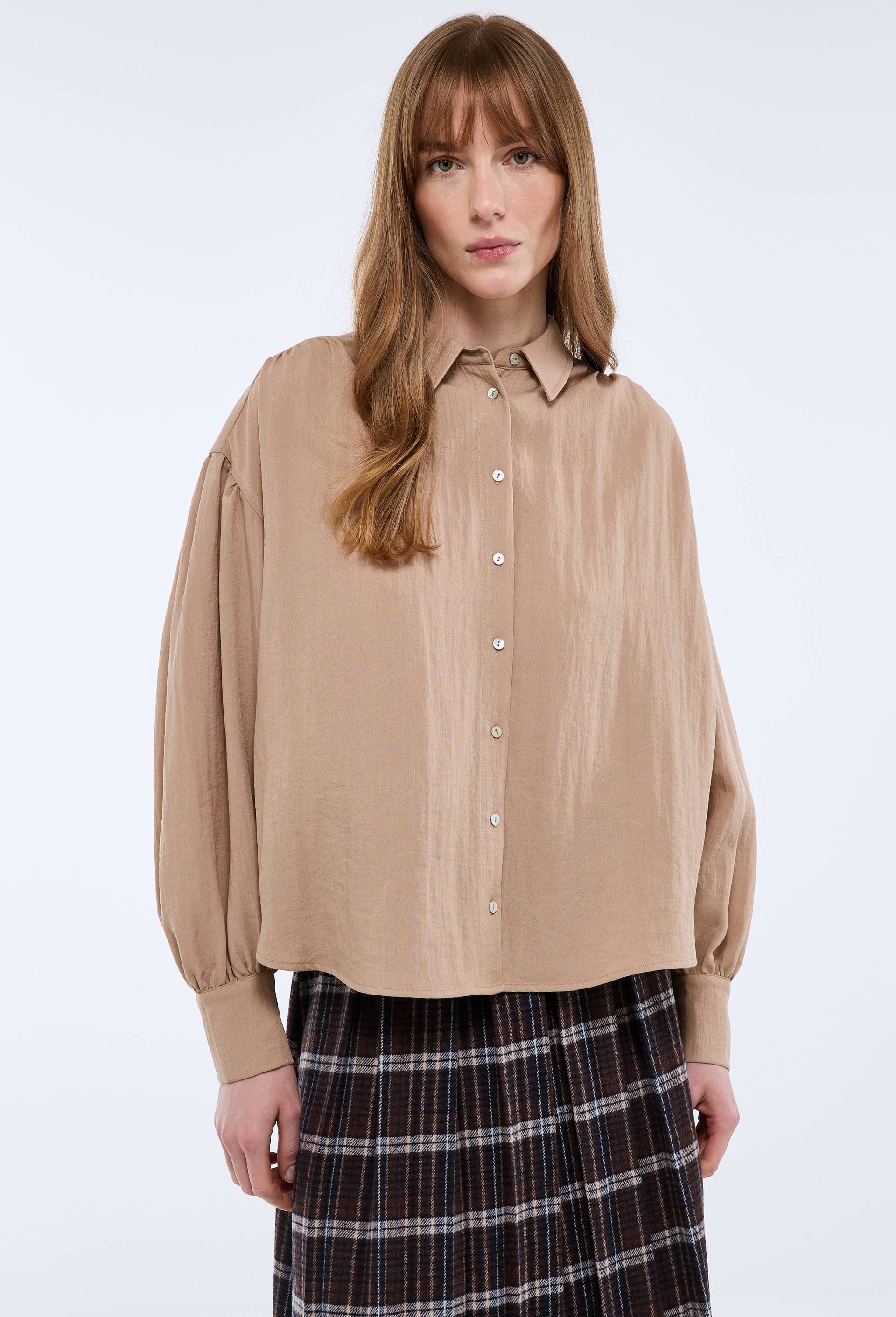 Chemise manches longues unie, Beige, large image number 0