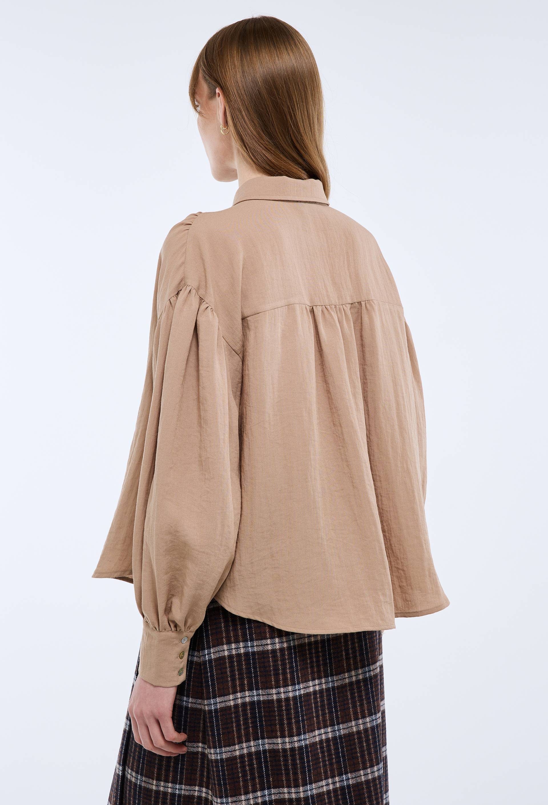 Chemise manches longues unie, Beige, large image number 1.0