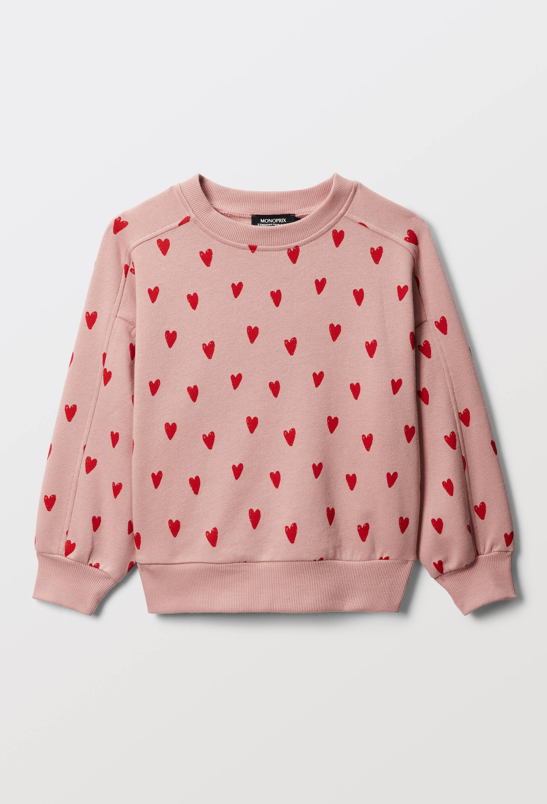 Sweat imprim&eacute; contenant du coton BIO GOTS, Rose, large image number 1