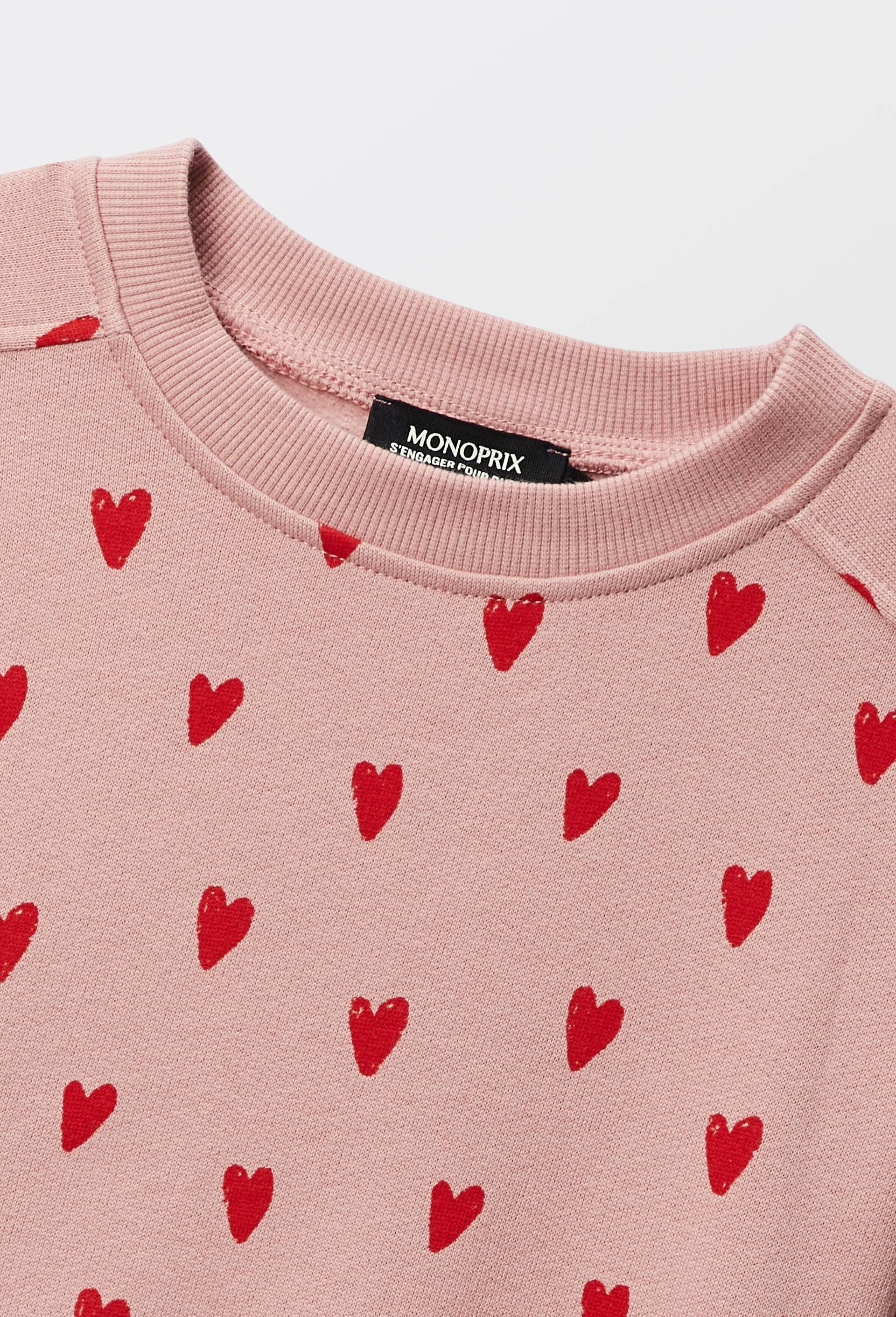 Sweat imprim&eacute; contenant du coton BIO GOTS, Rose, large image number 3